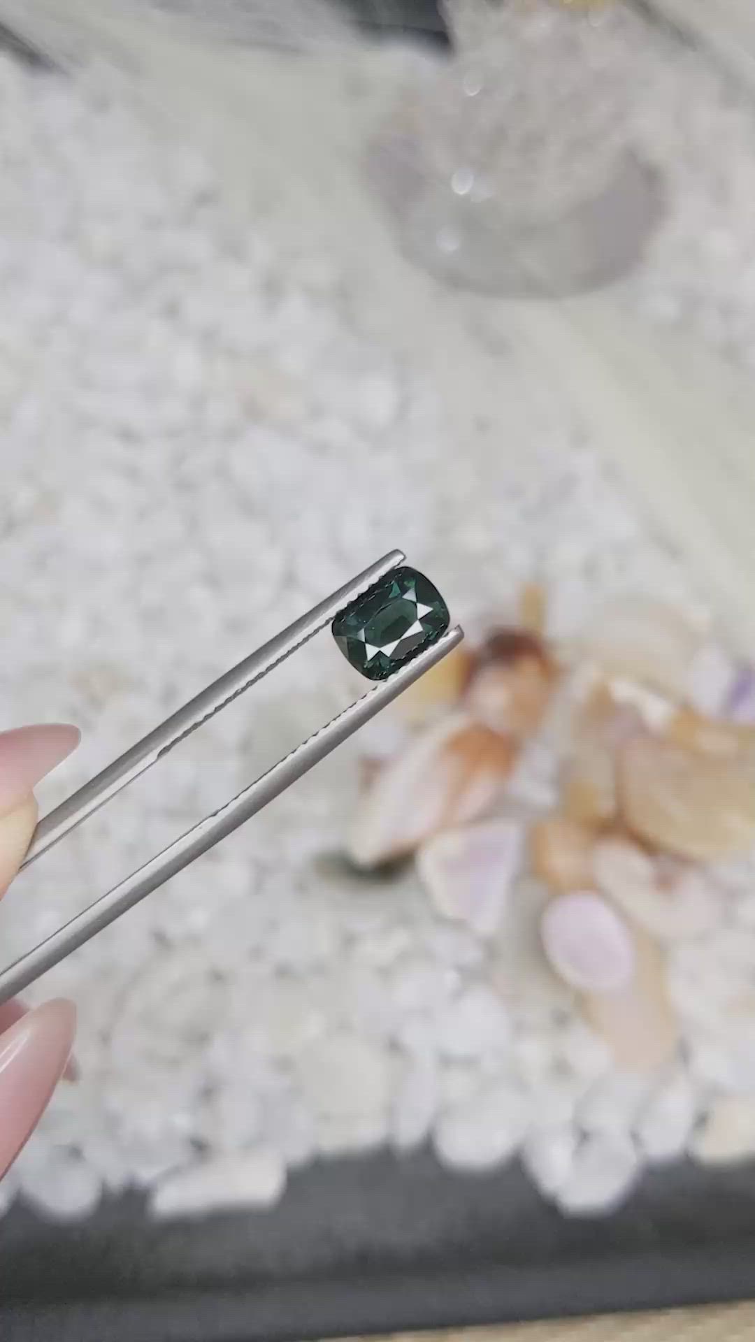 1.34 Ct. Bluish Green Sapphire from Madagascar Size Video