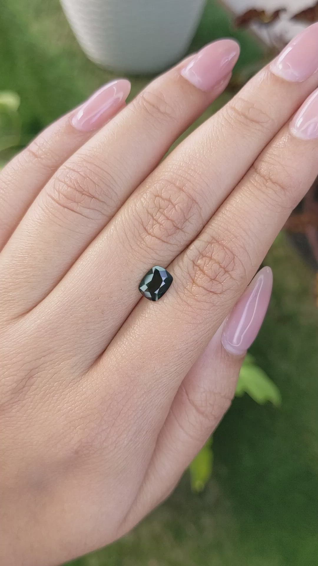 1.34 Ct. Bluish Green Sapphire from Madagascar Size Video