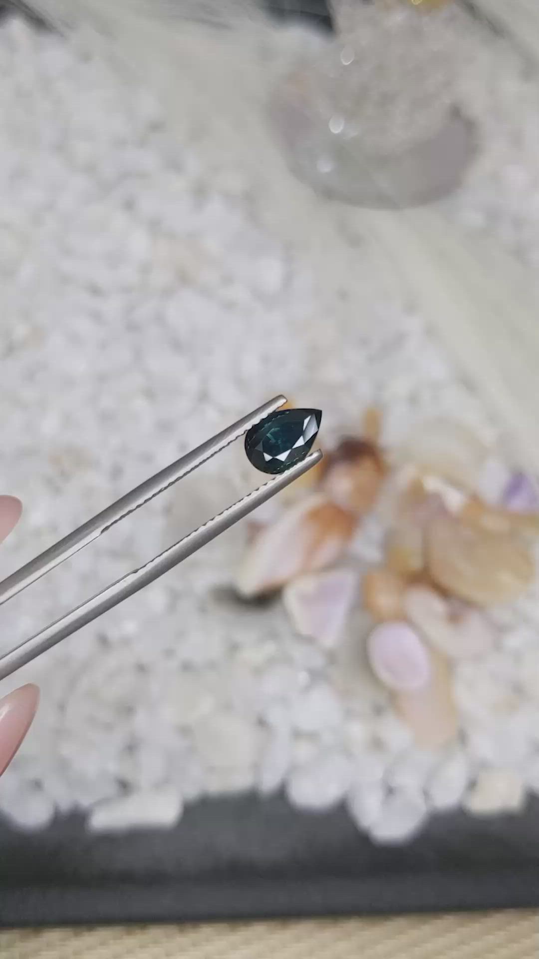 1.31 Ct. Bluish Green Sapphire from Madagascar Size Video