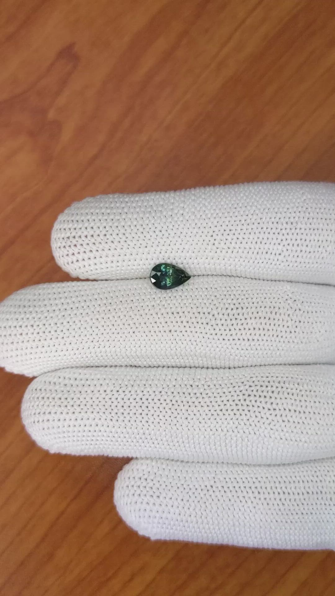 1.02 Ct. Bluish Green Sapphire from Madagascar Size Video