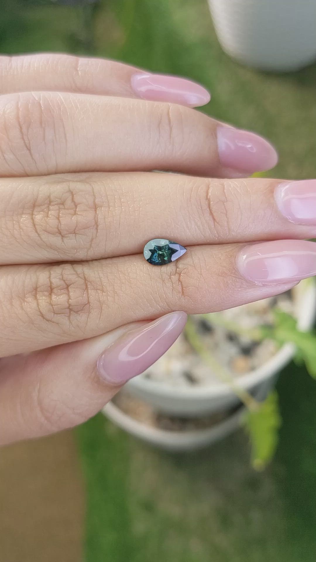 1.02 Ct. Bluish Green Sapphire from Madagascar Size Video
