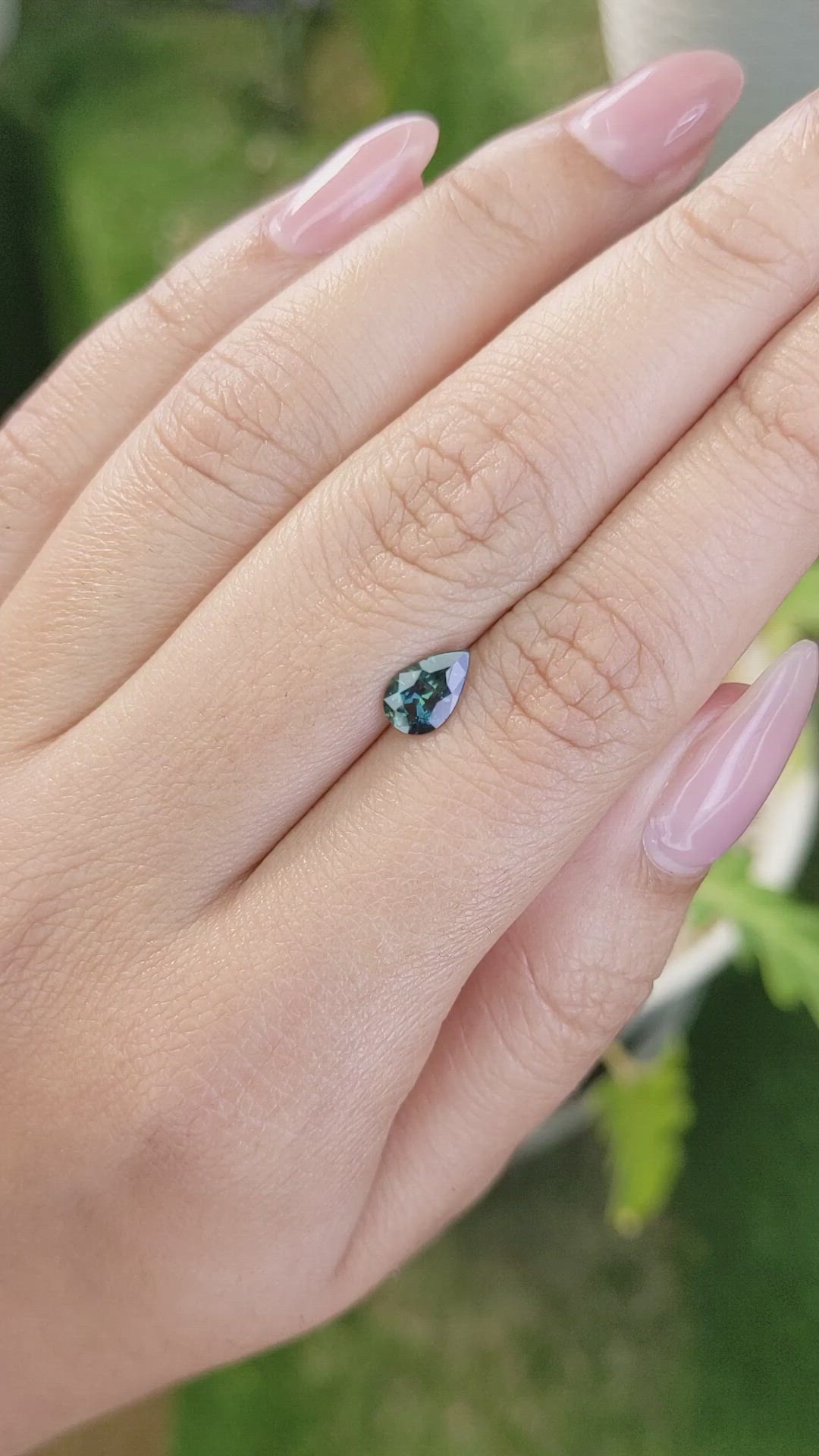 1.02 Ct. Bluish Green Sapphire from Madagascar Size Video