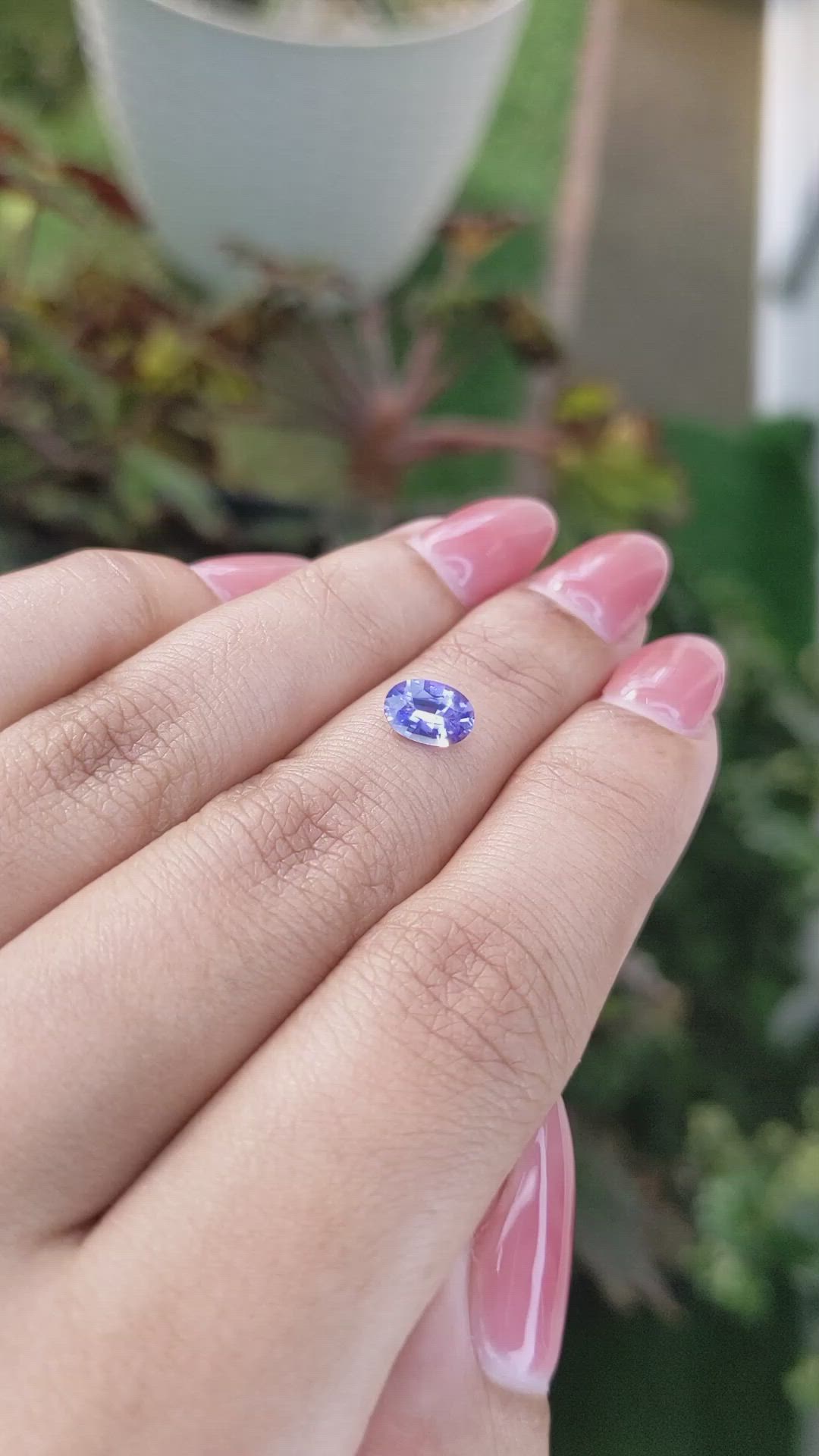 0.81 Ct. Violet Sapphire from Ceylon (Sri Lanka) Size Video