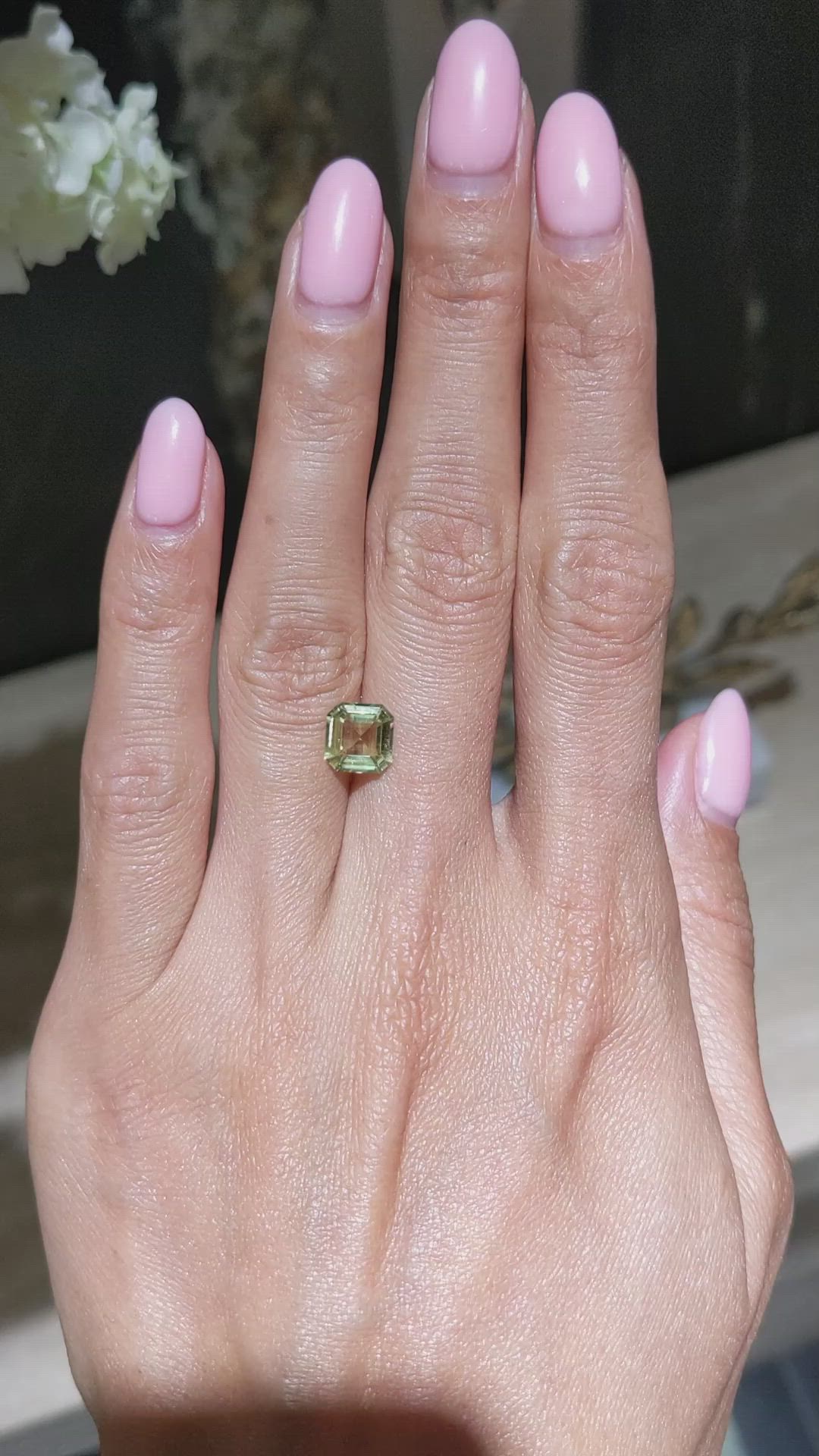 2.00 Ct. Yellowish Green Sapphire from Ceylon (Sri Lanka) Size Video