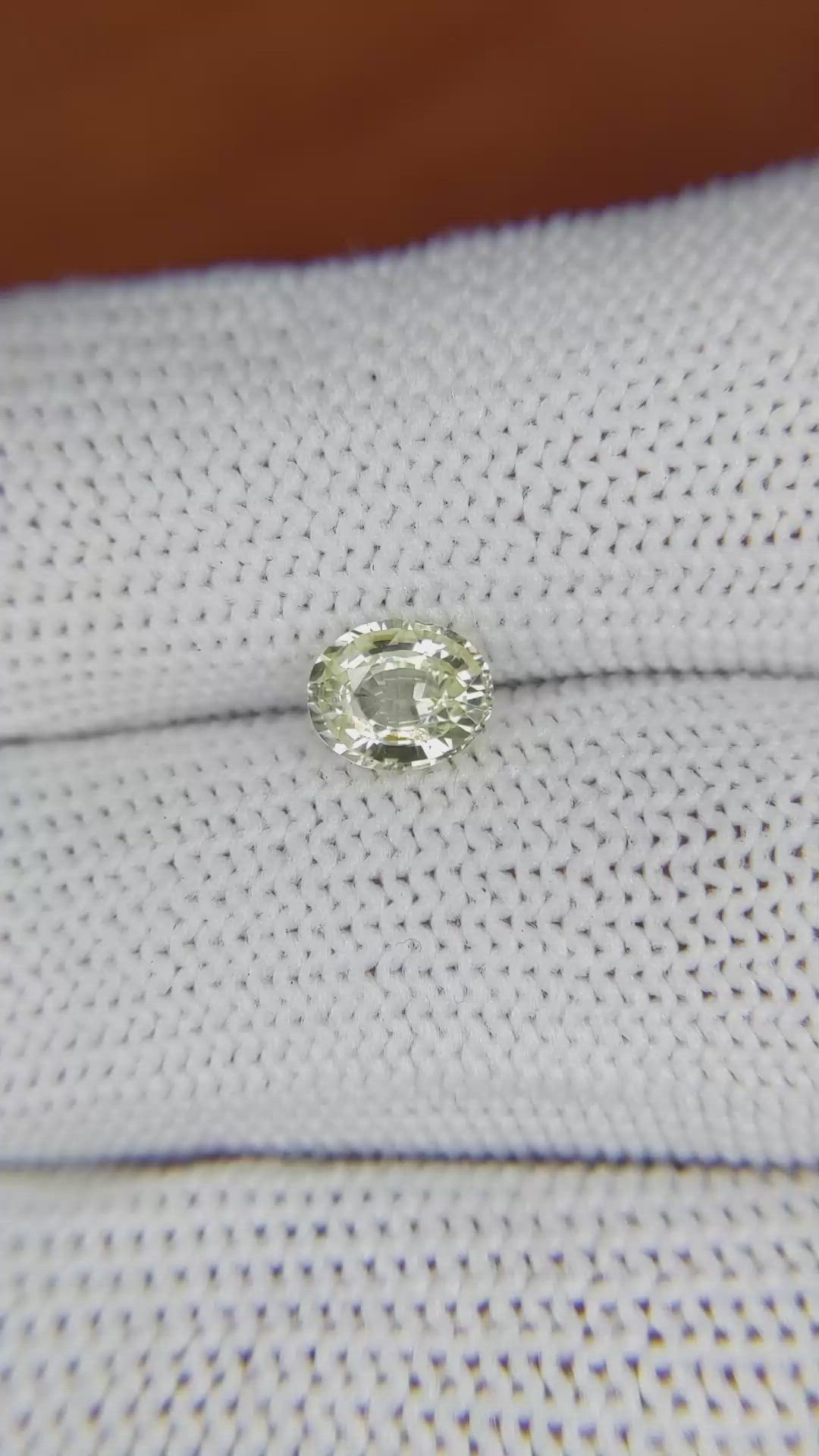 1.07 Ct. Yellowish Green Sapphire from Ceylon (Sri Lanka) Size Video