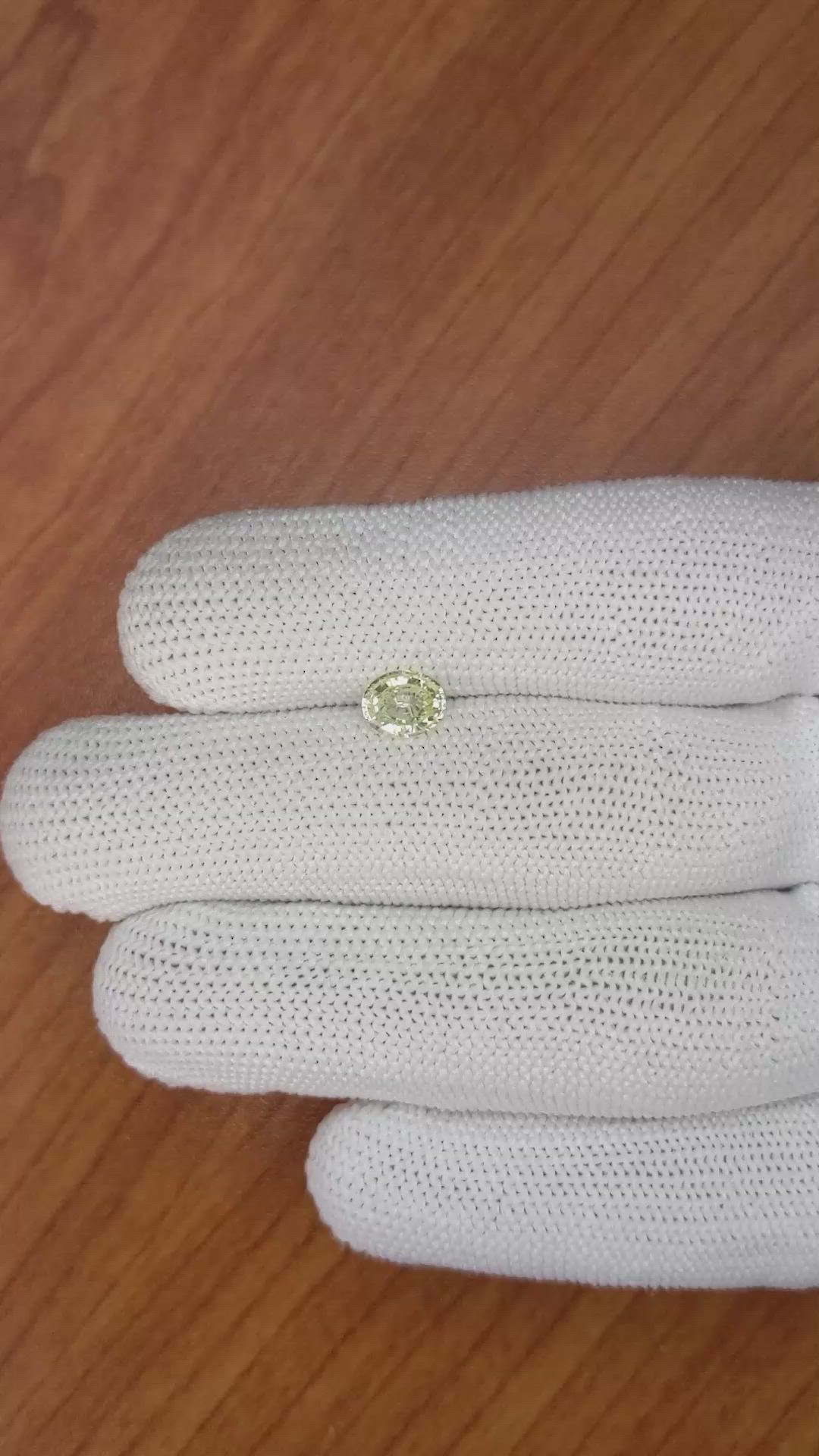 1.07 Ct. Yellowish Green Sapphire from Ceylon (Sri Lanka) Size Video