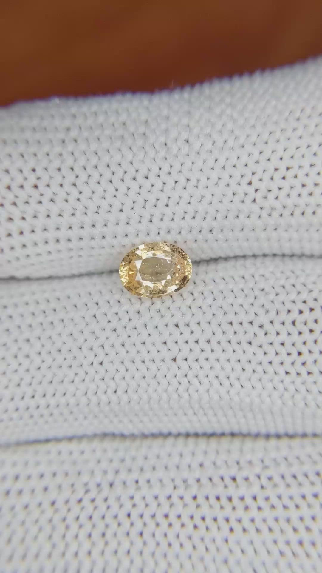 0.94 Ct. Orangish Yellow Sapphire from Ceylon (Sri Lanka) Size Video