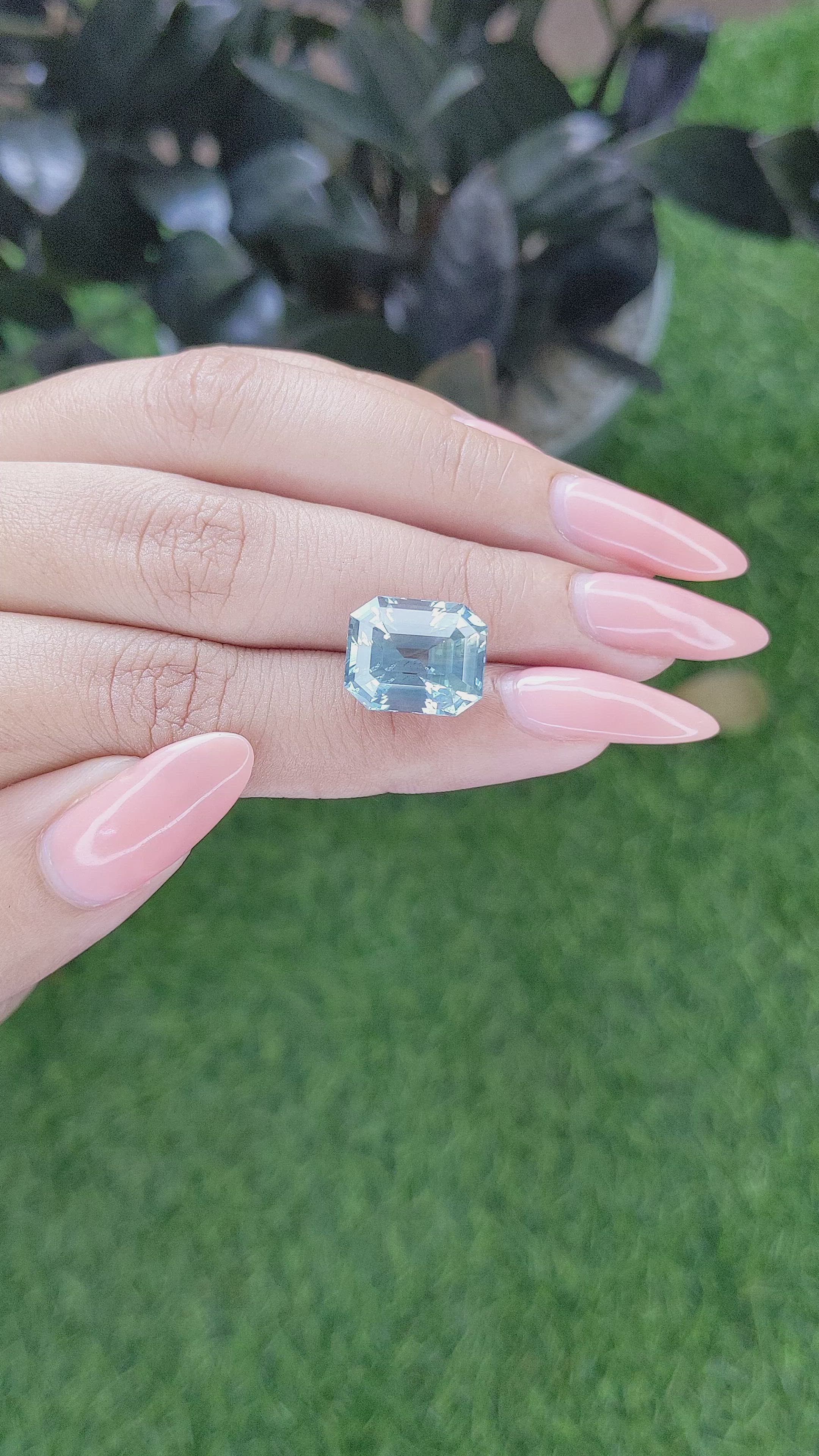 11.02 Ct. Greenish Blue Sapphire from Madagascar Size Video