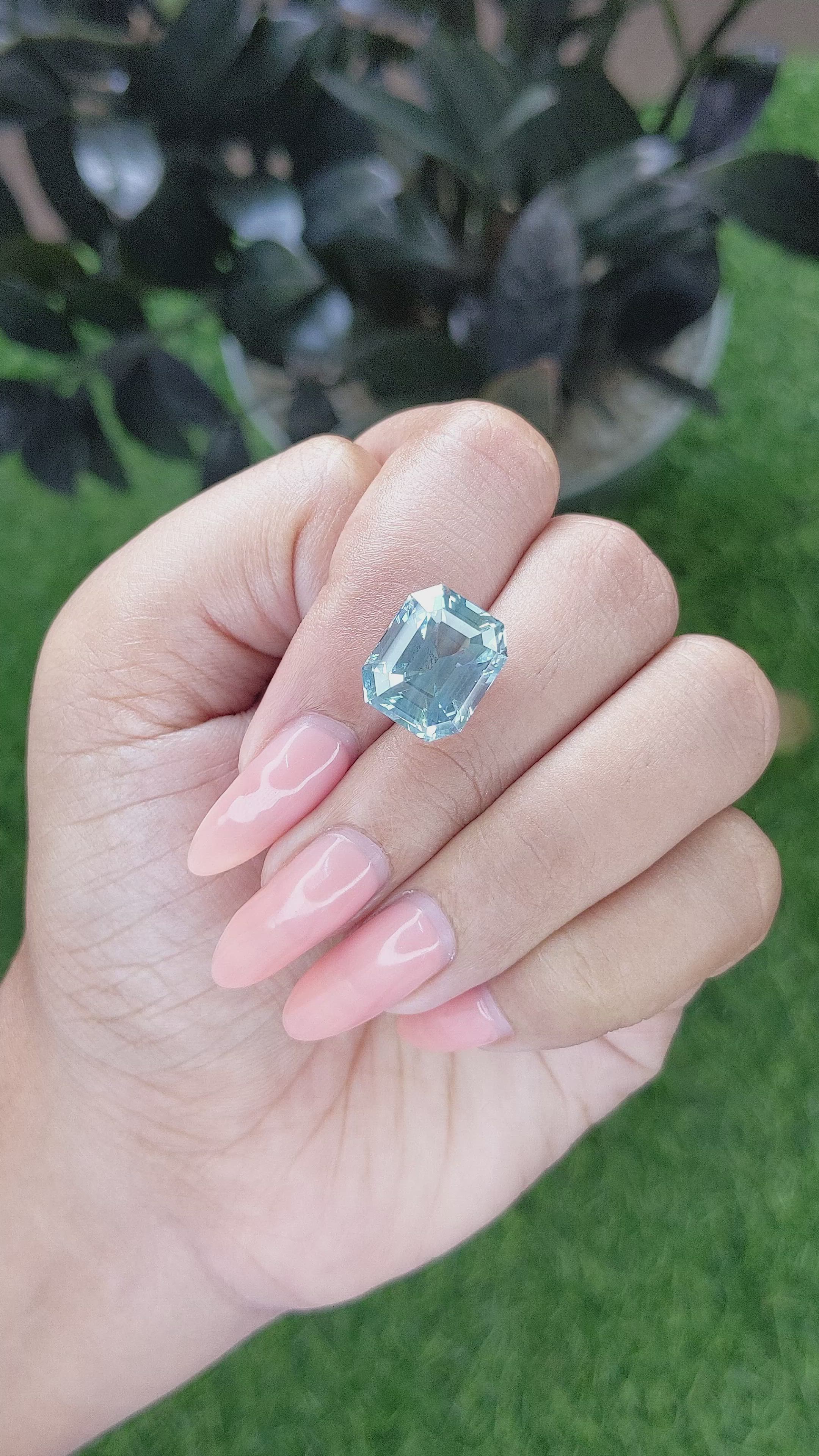 11.02 Ct. Greenish Blue Sapphire from Madagascar Size Video