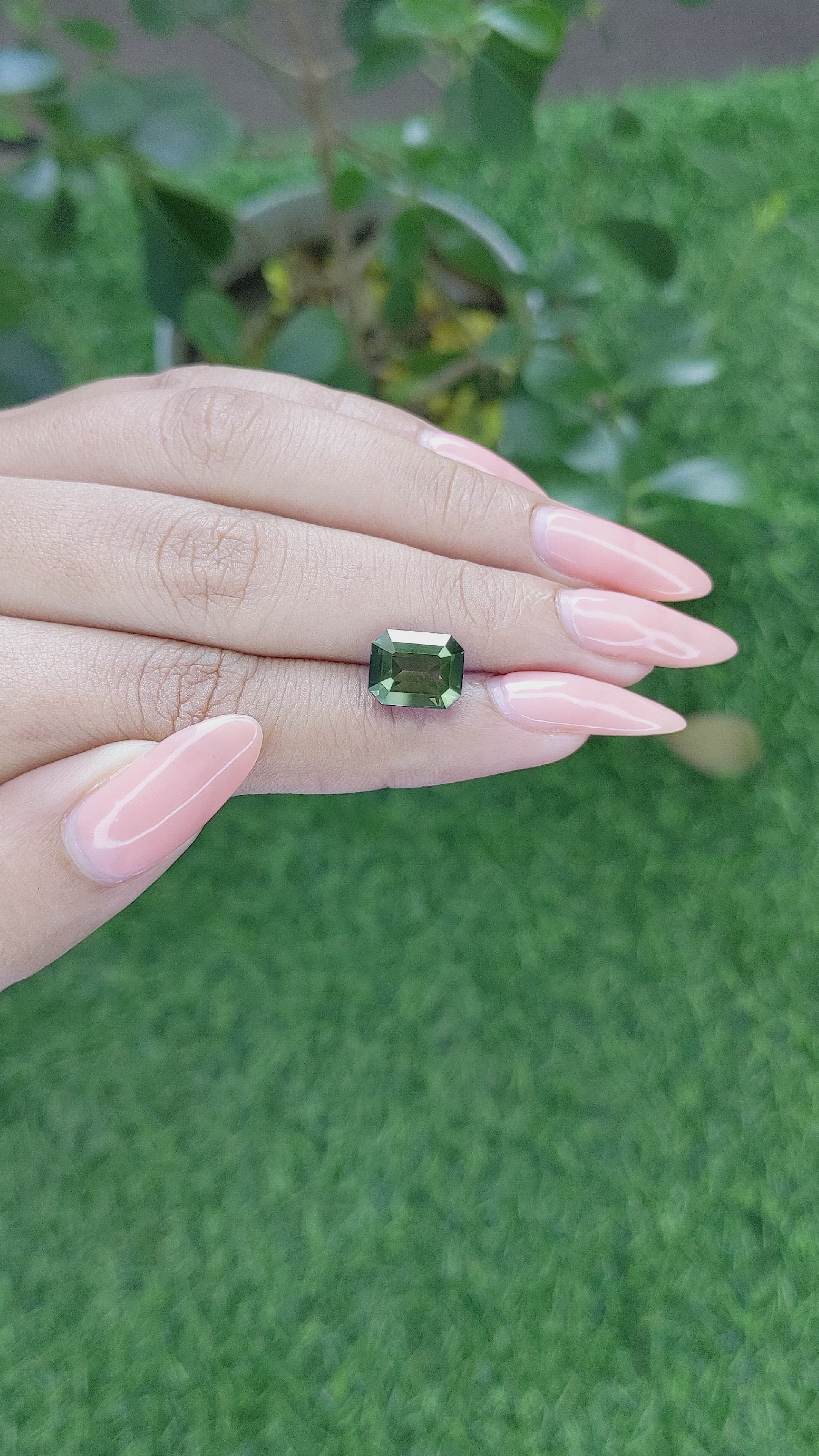 5.06 Ct. Green Sapphire from Madagascar Size Video