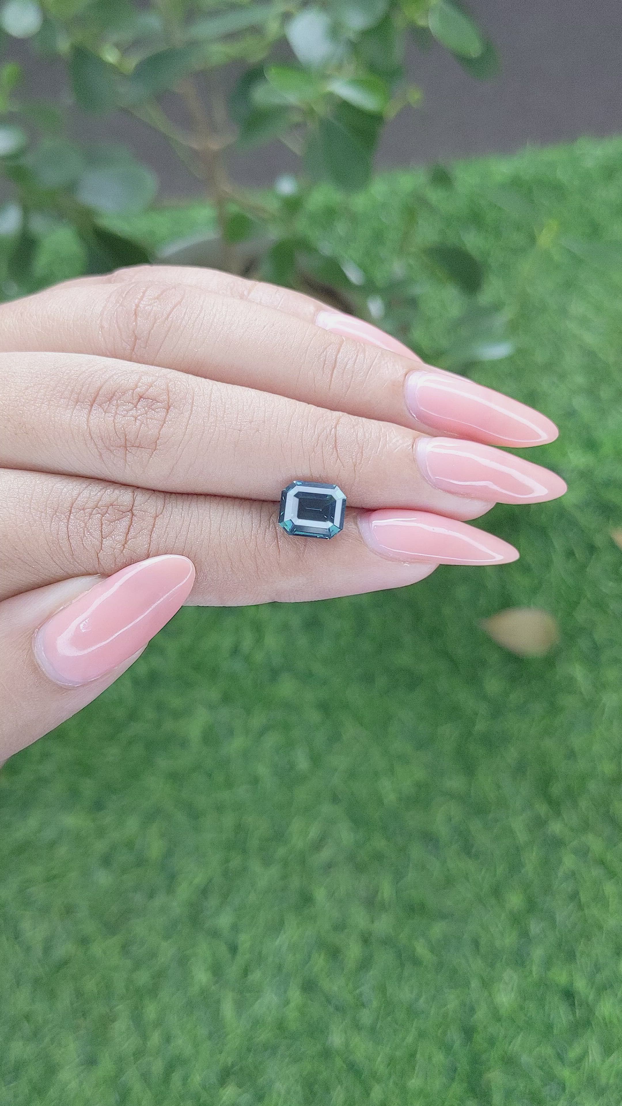 3.11 Ct. Greenish Blue Sapphire from Madagascar Size Video