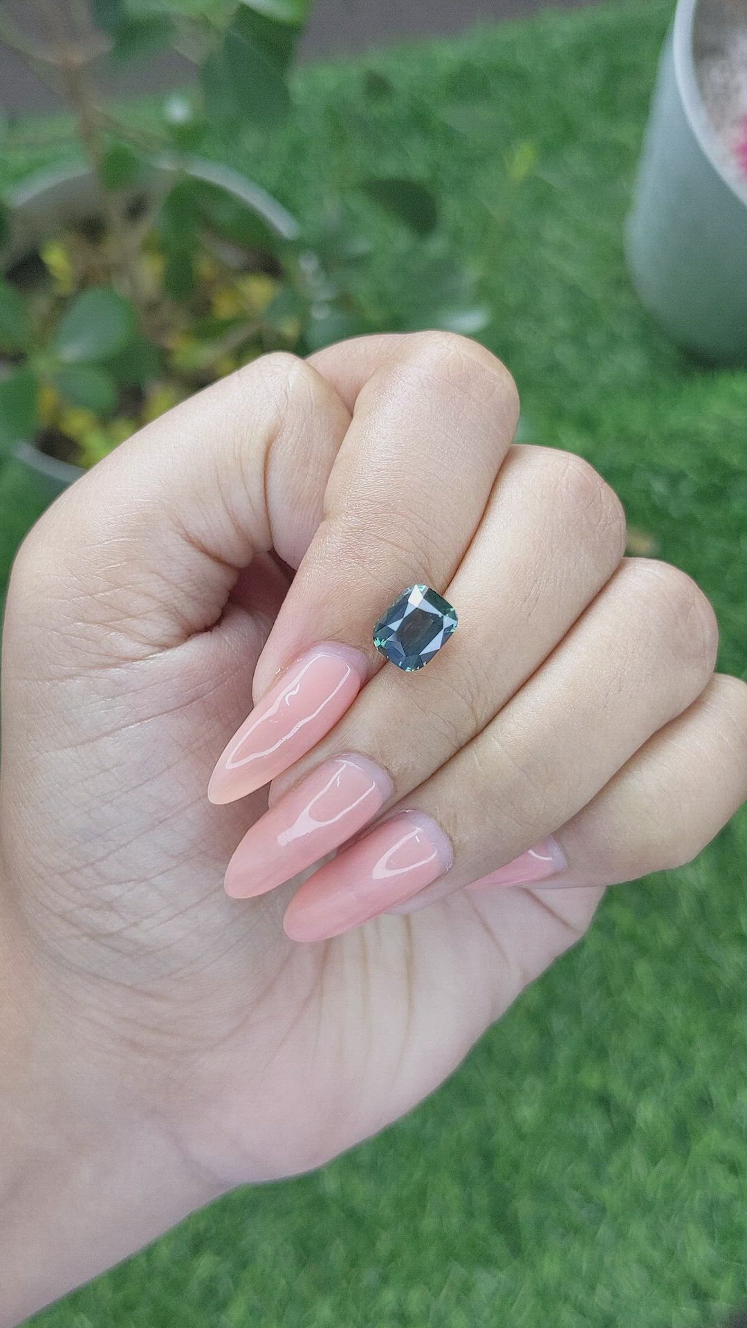 3.04 Ct. Greenish Blue Sapphire from Madagascar Size Video