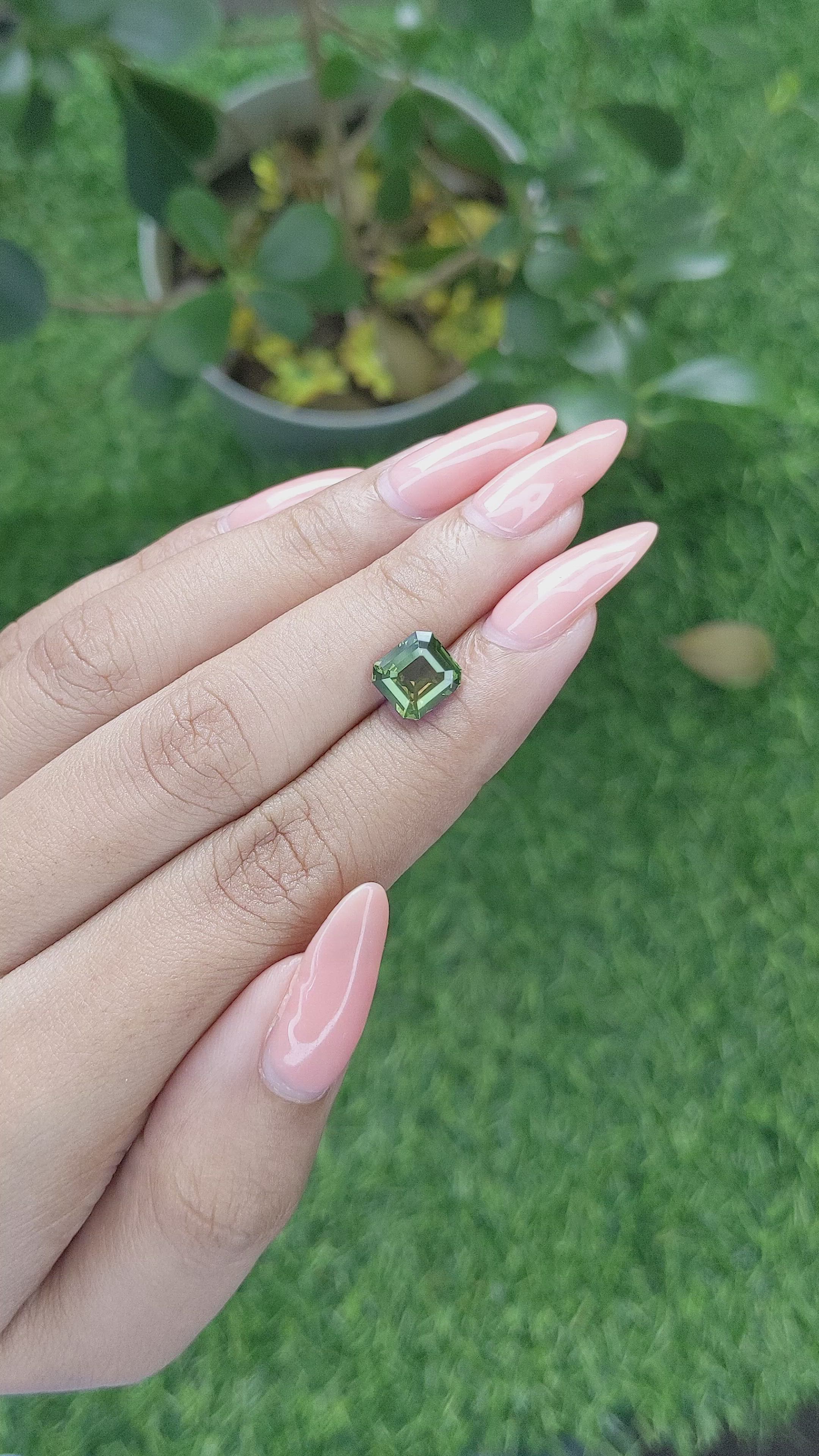 3.02 Ct. Green Sapphire from Madagascar Size Video