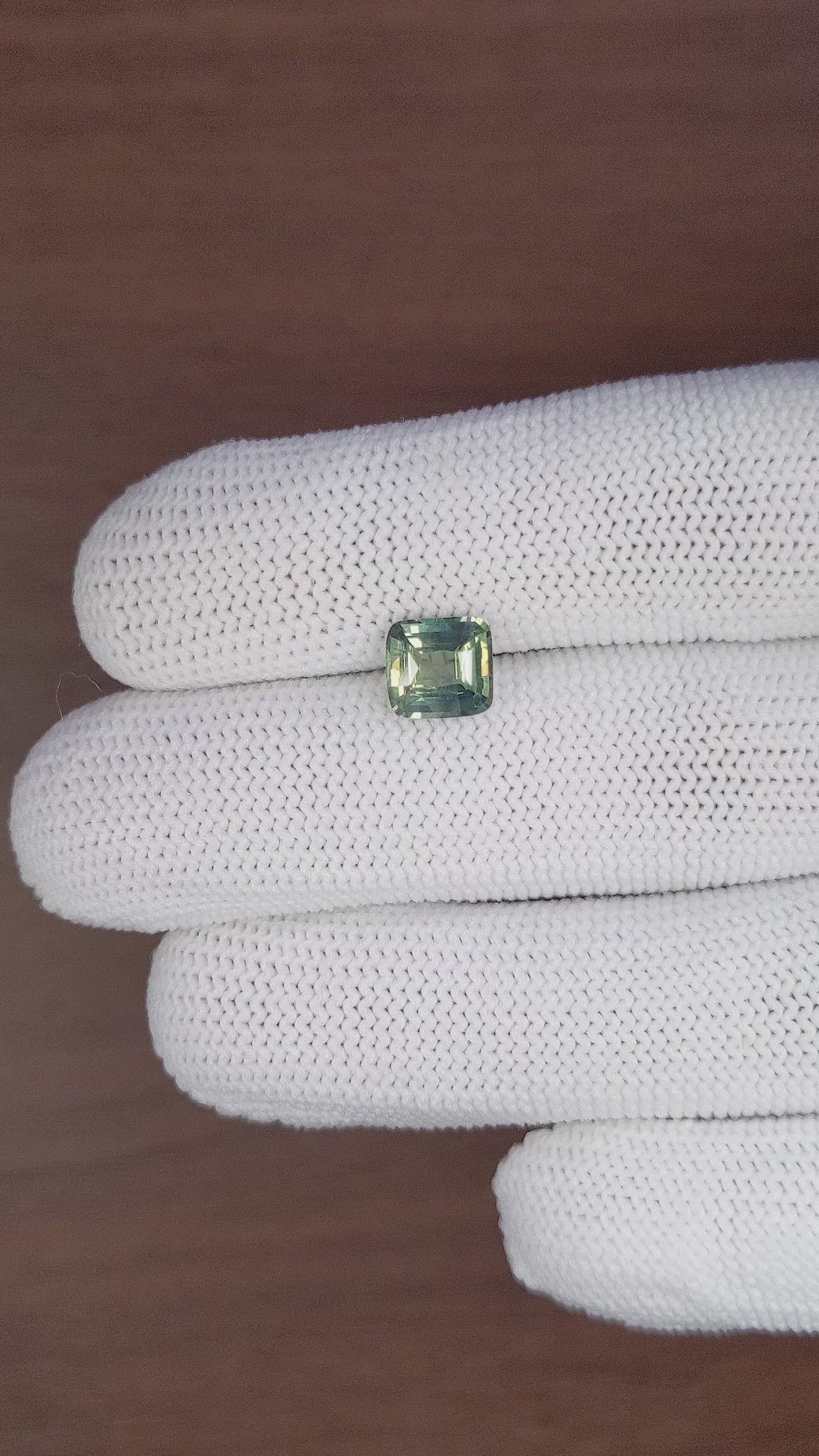 2.02 Ct. Bluish Green Sapphire from Madagascar Size Video