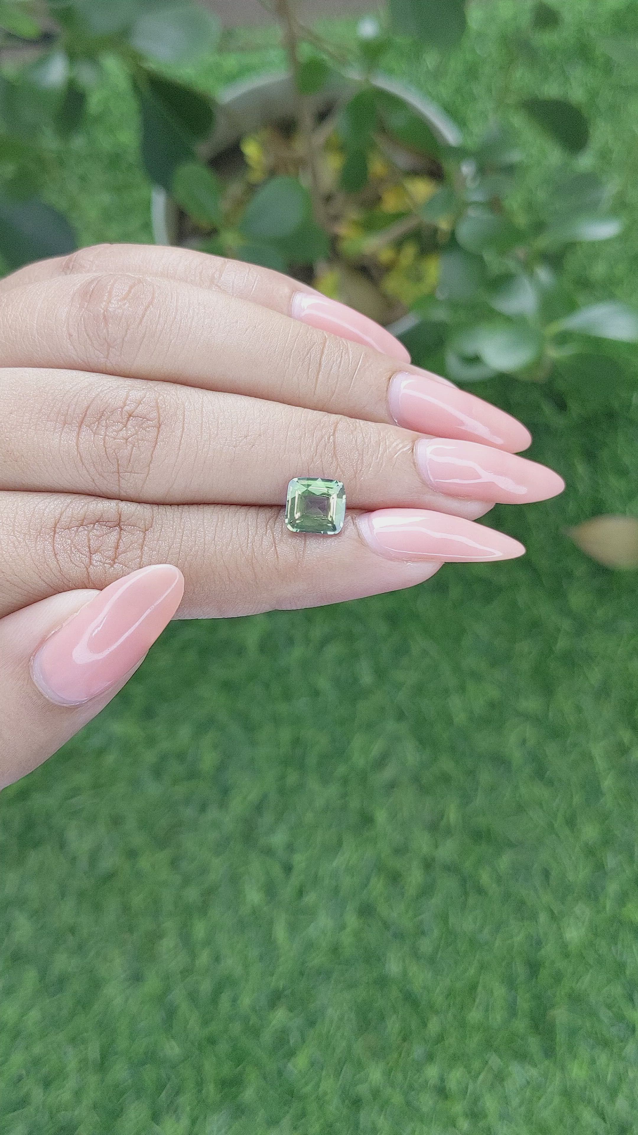 2.02 Ct. Bluish Green Sapphire from Madagascar Size Video