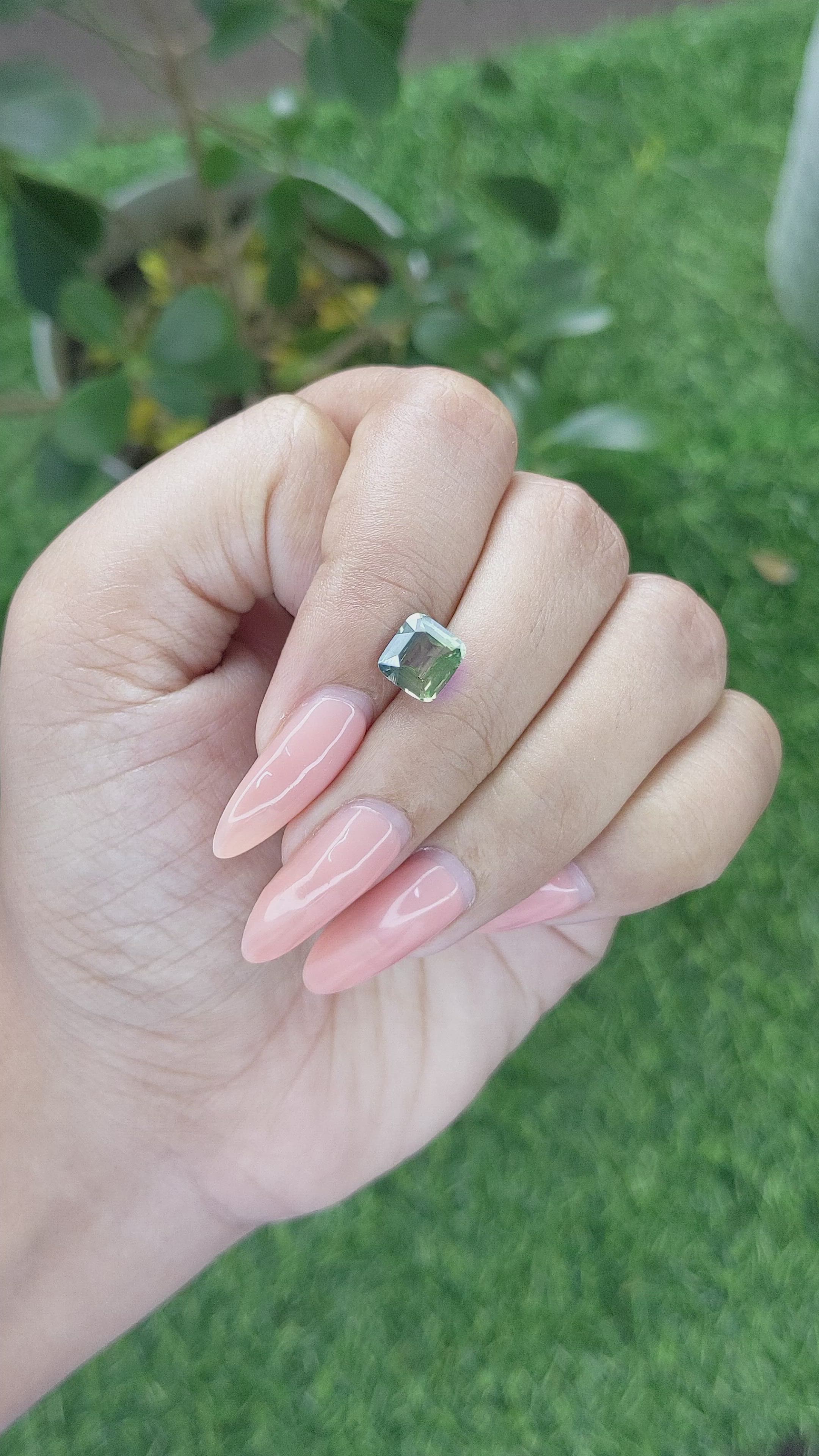 2.02 Ct. Bluish Green Sapphire from Madagascar Size Video