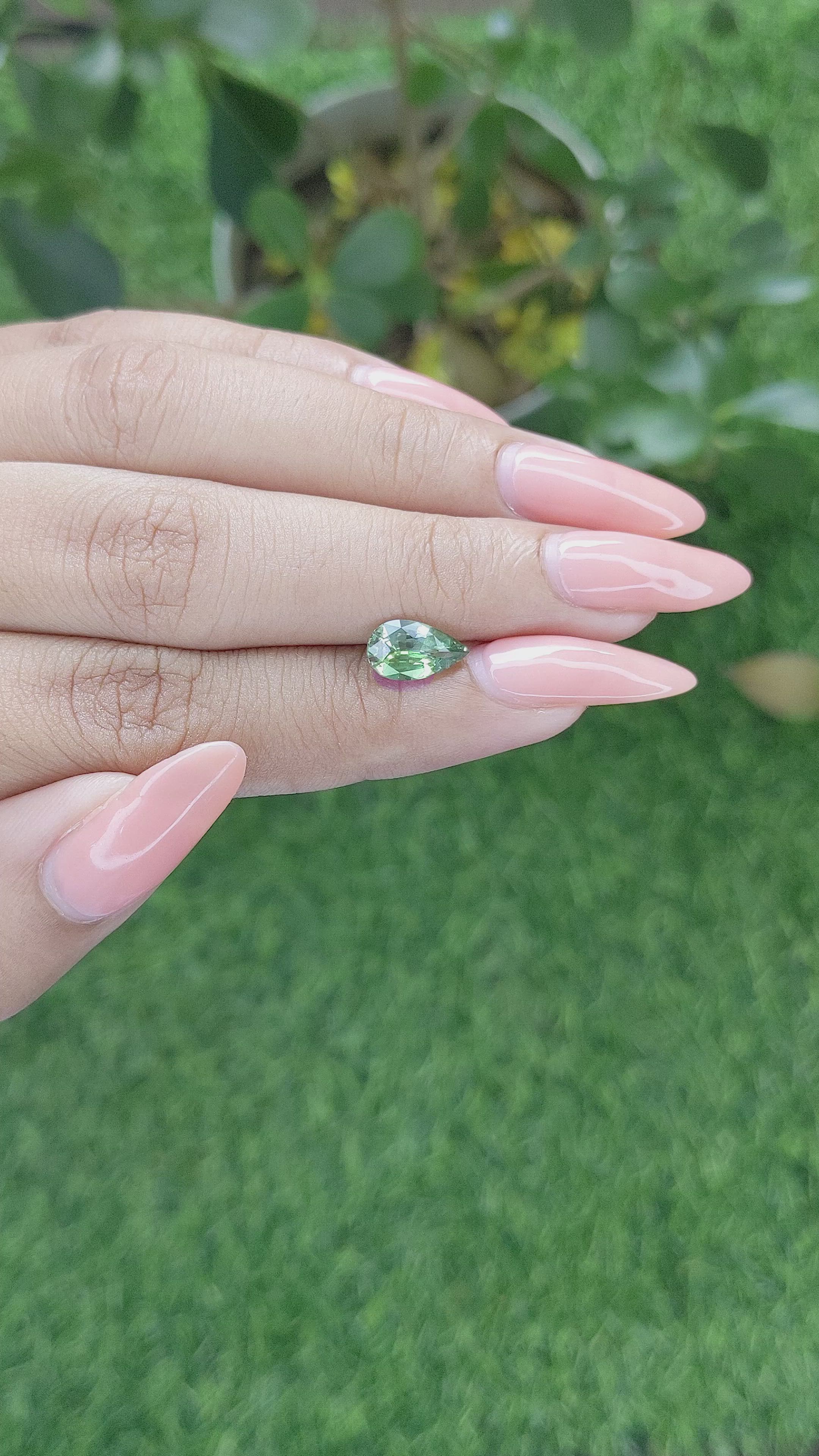 1.68 Ct. Bluish Green Sapphire from Madagascar Size Video