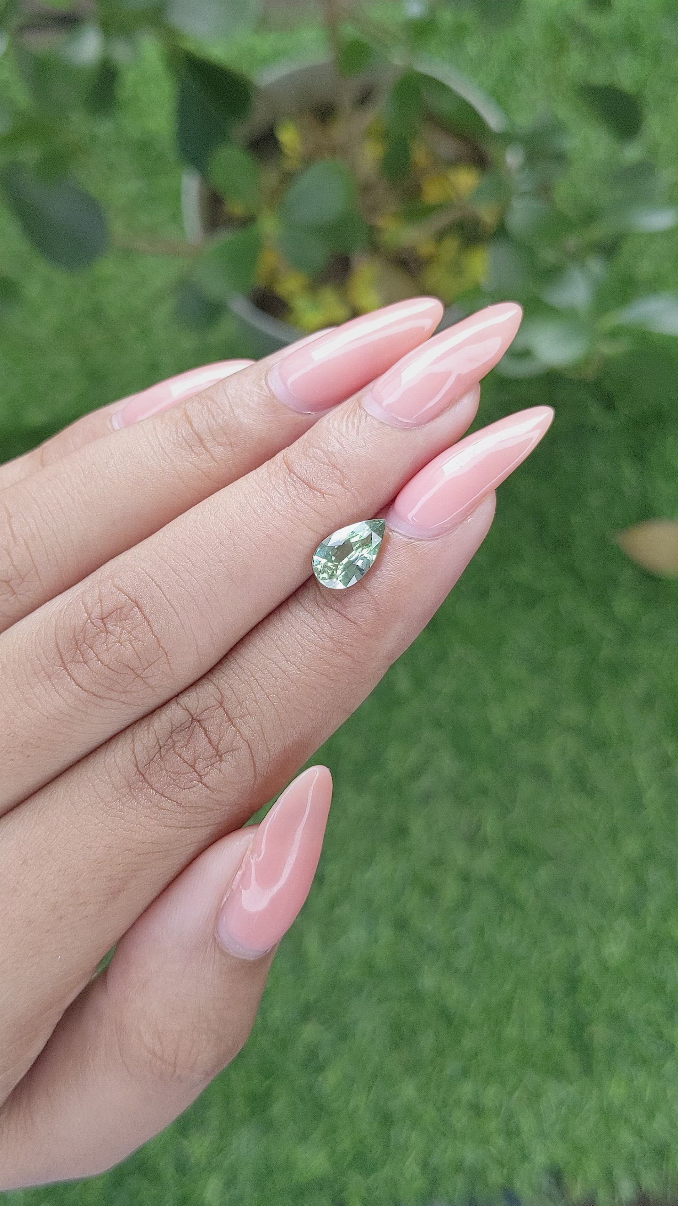 1.68 Ct. Bluish Green Sapphire from Madagascar Size Video