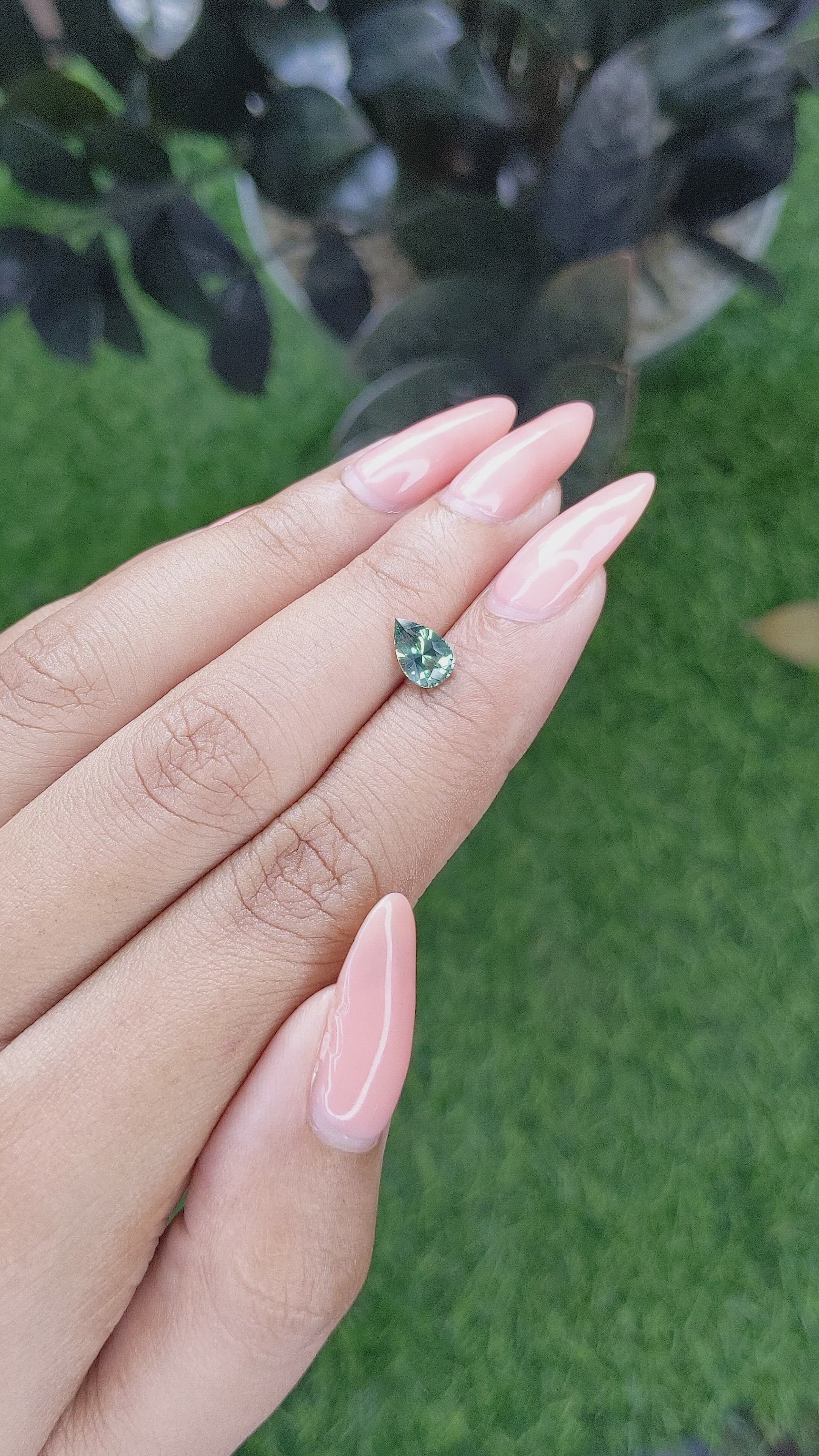 1.06 Ct. Bluish Green Sapphire from Madagascar Size Video