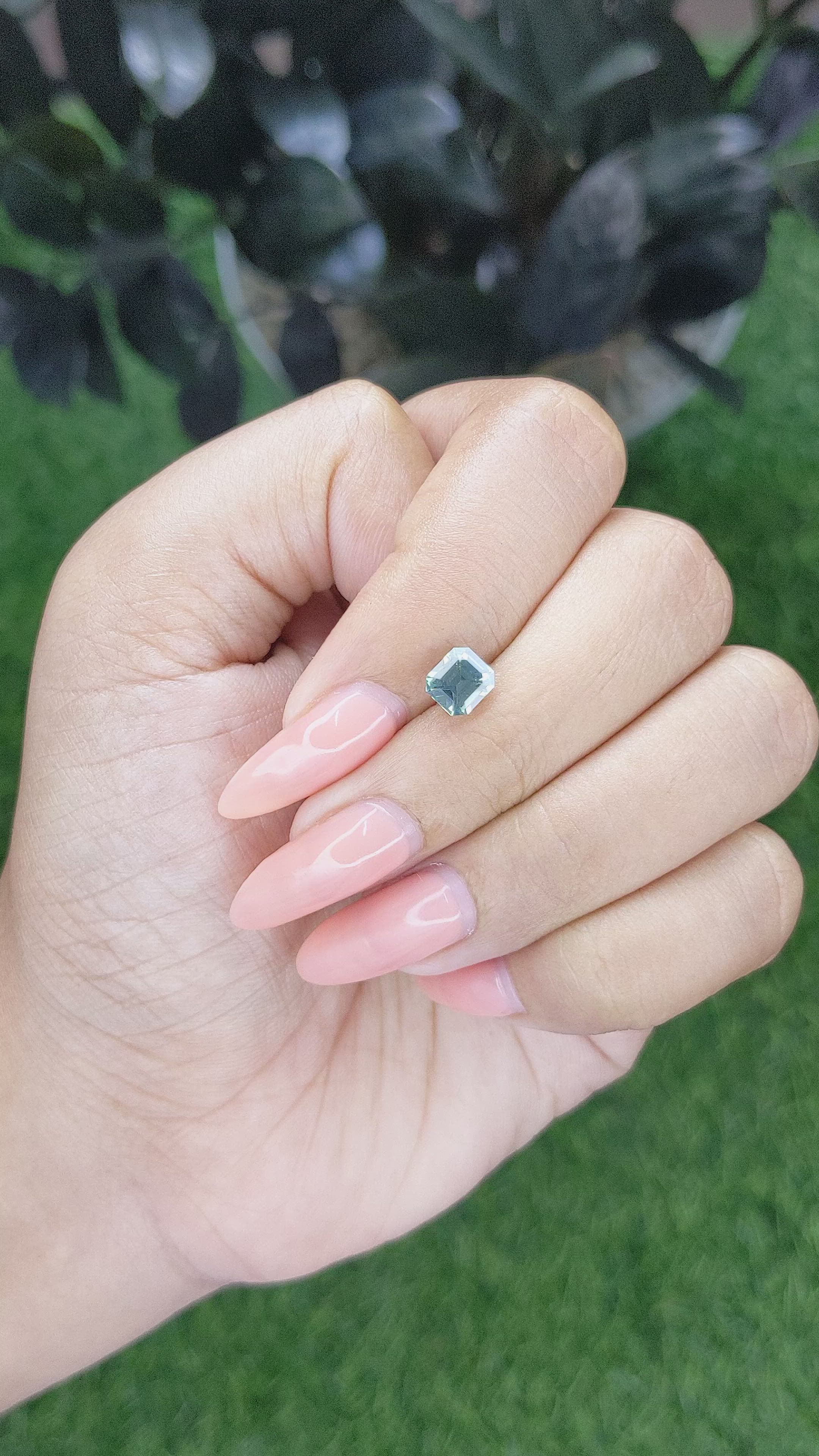 1.14 Ct. Bluish Green Sapphire from Madagascar Size Video