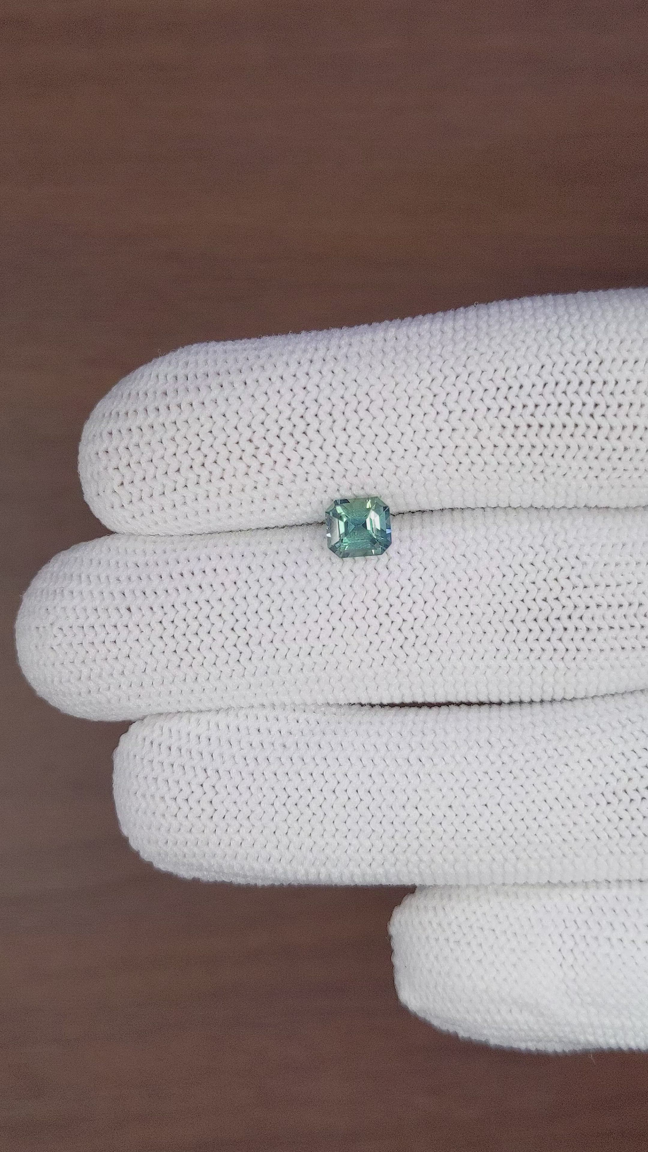 1.14 Ct. Bluish Green Sapphire from Madagascar Size Video