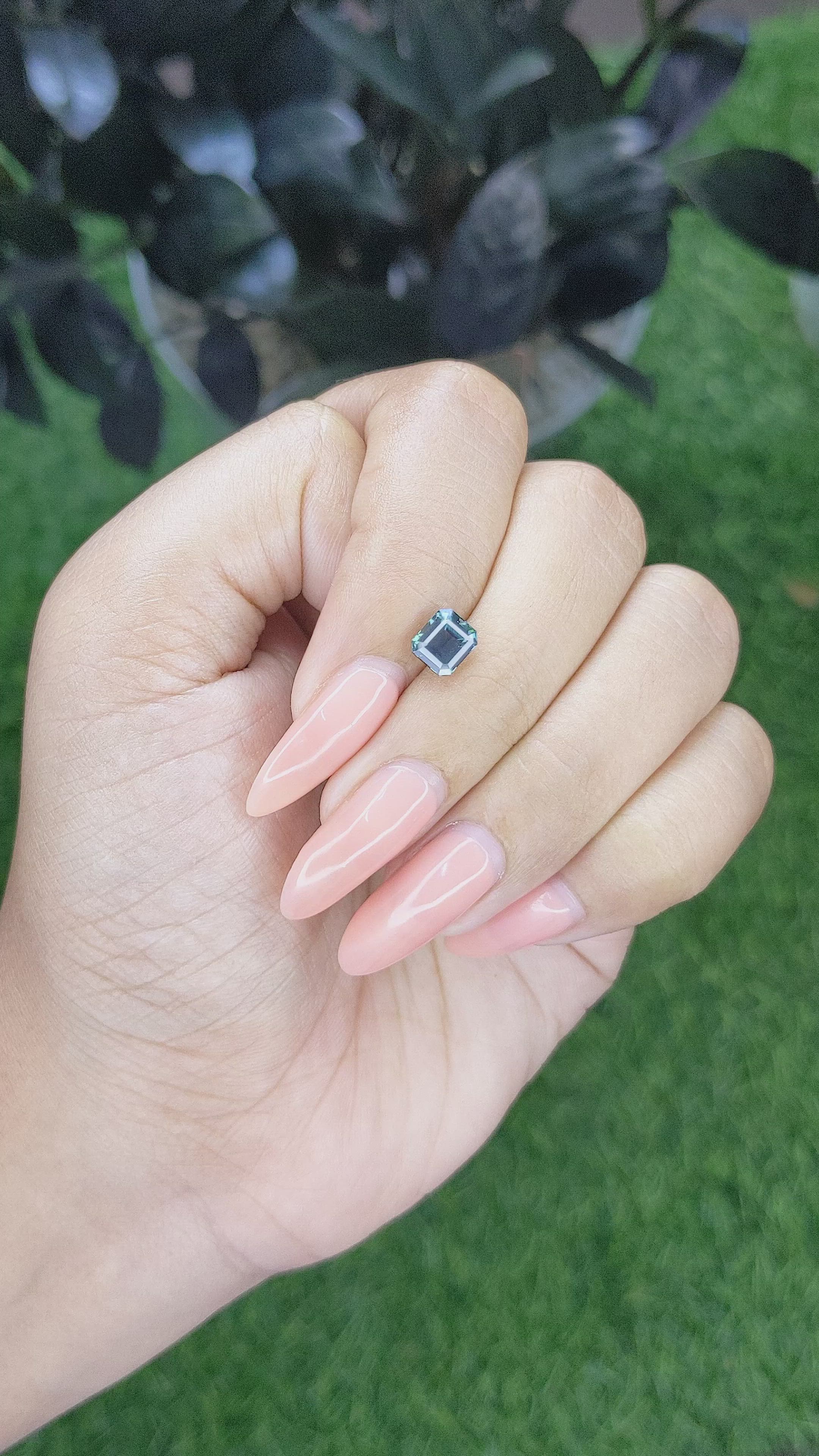 1.54 Ct. Greenish Blue Sapphire from Madagascar Size Video