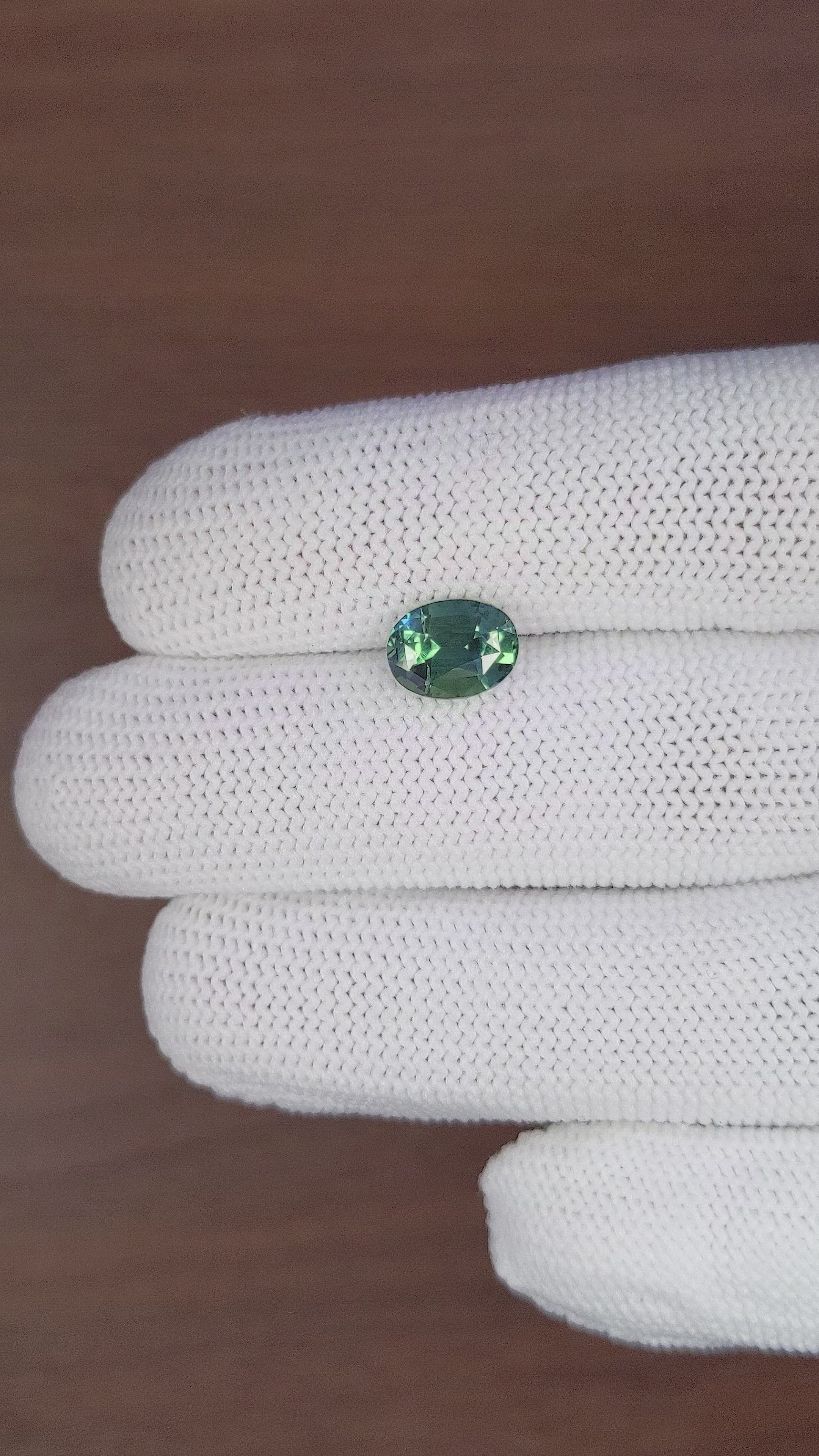 2.52 Ct. Bluish Green Sapphire from Madagascar Size Video