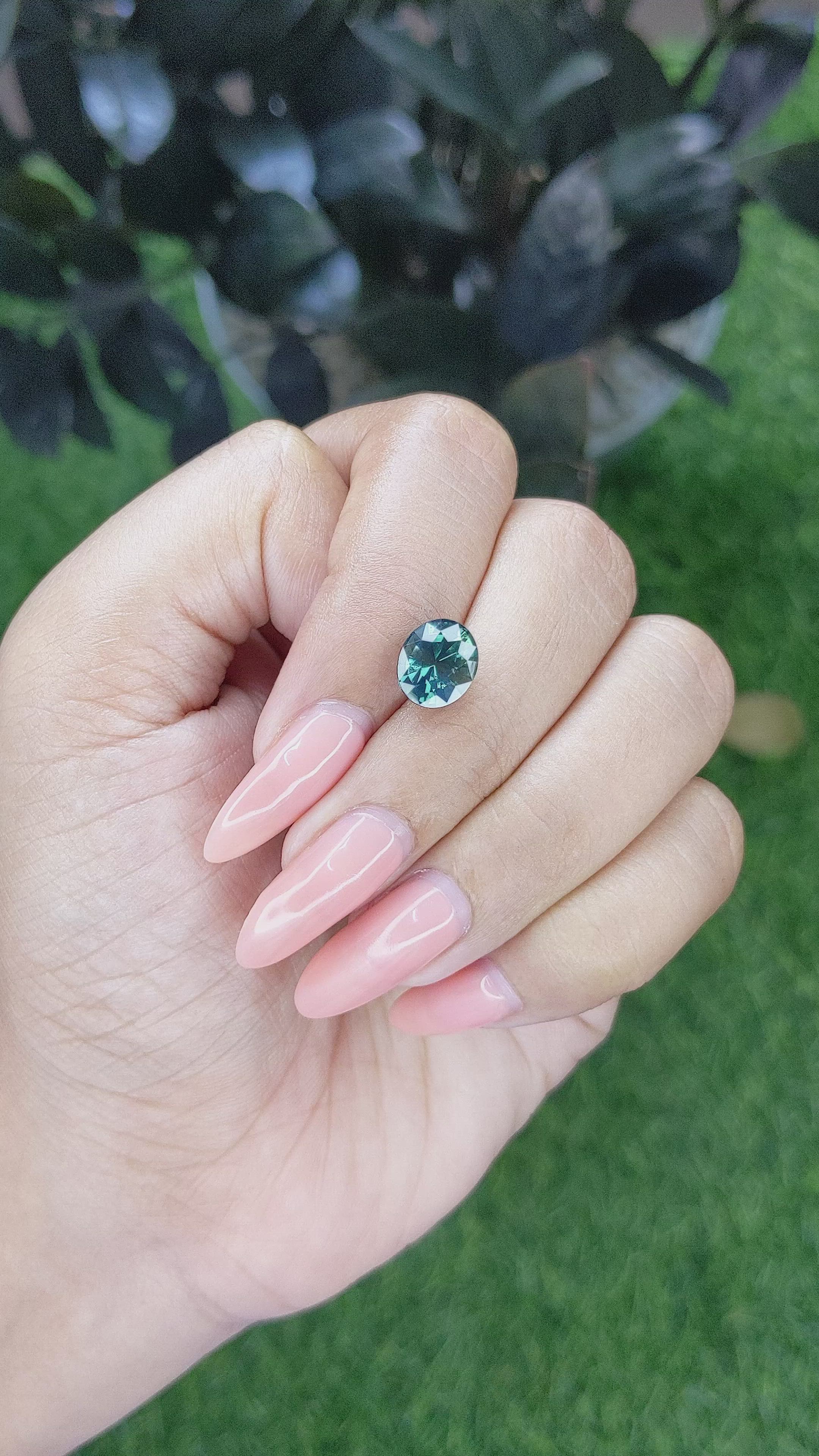 3.01 Ct. Greenish Blue Sapphire from Madagascar Size Video