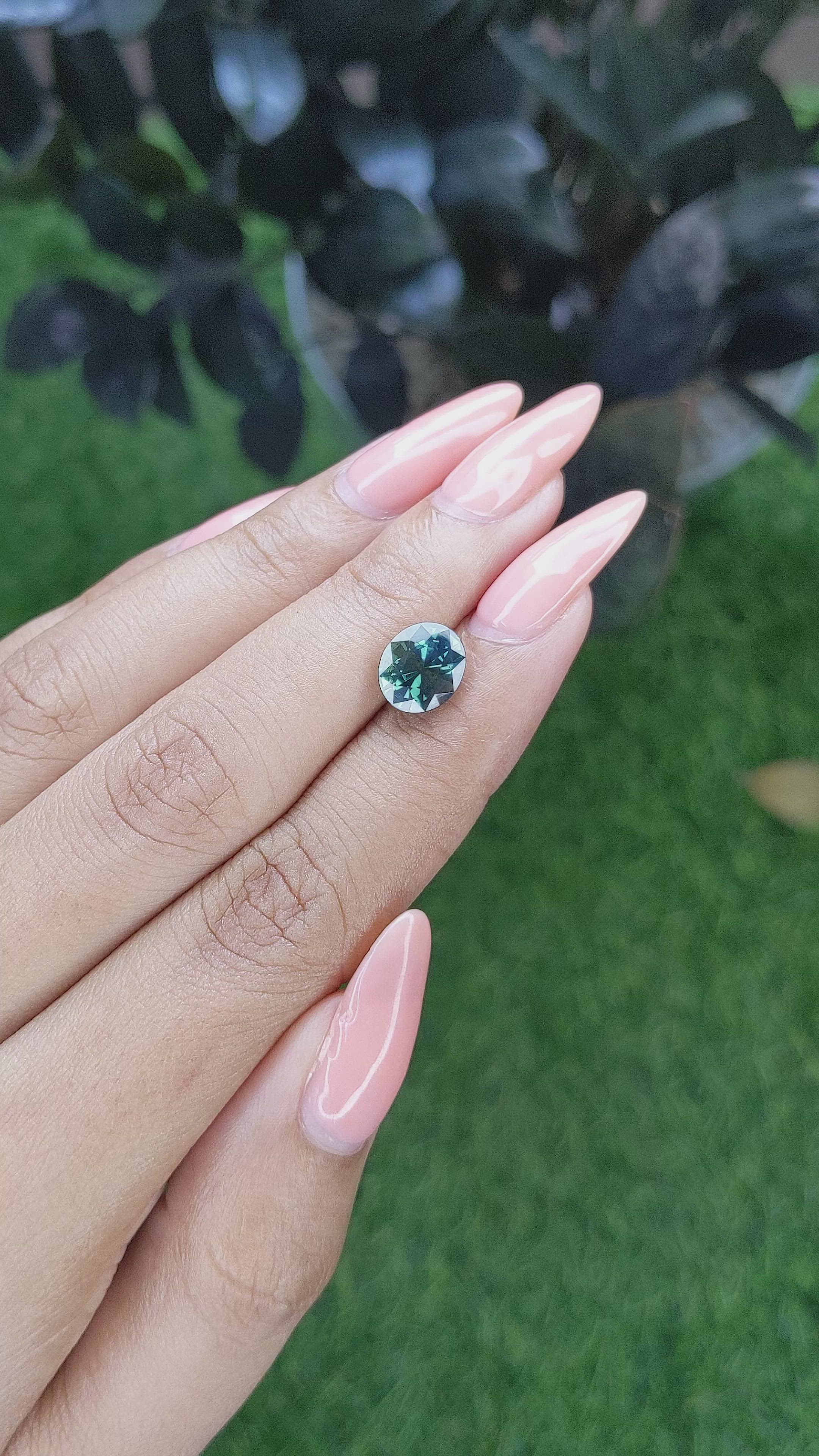 3.01 Ct. Greenish Blue Sapphire from Madagascar Size Video