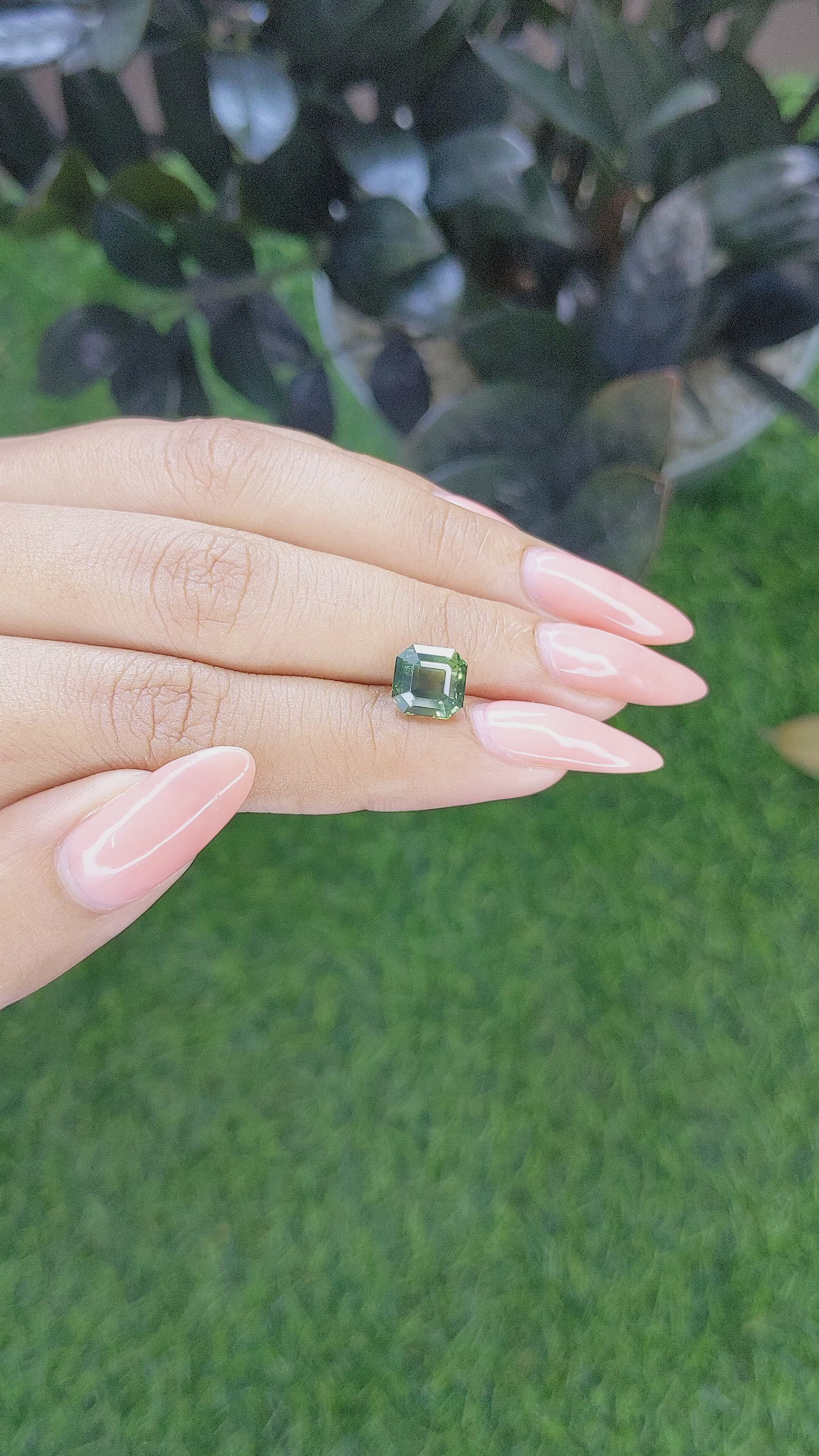 3.50 Ct. Yellowish Green Sapphire from Madagascar Size Video