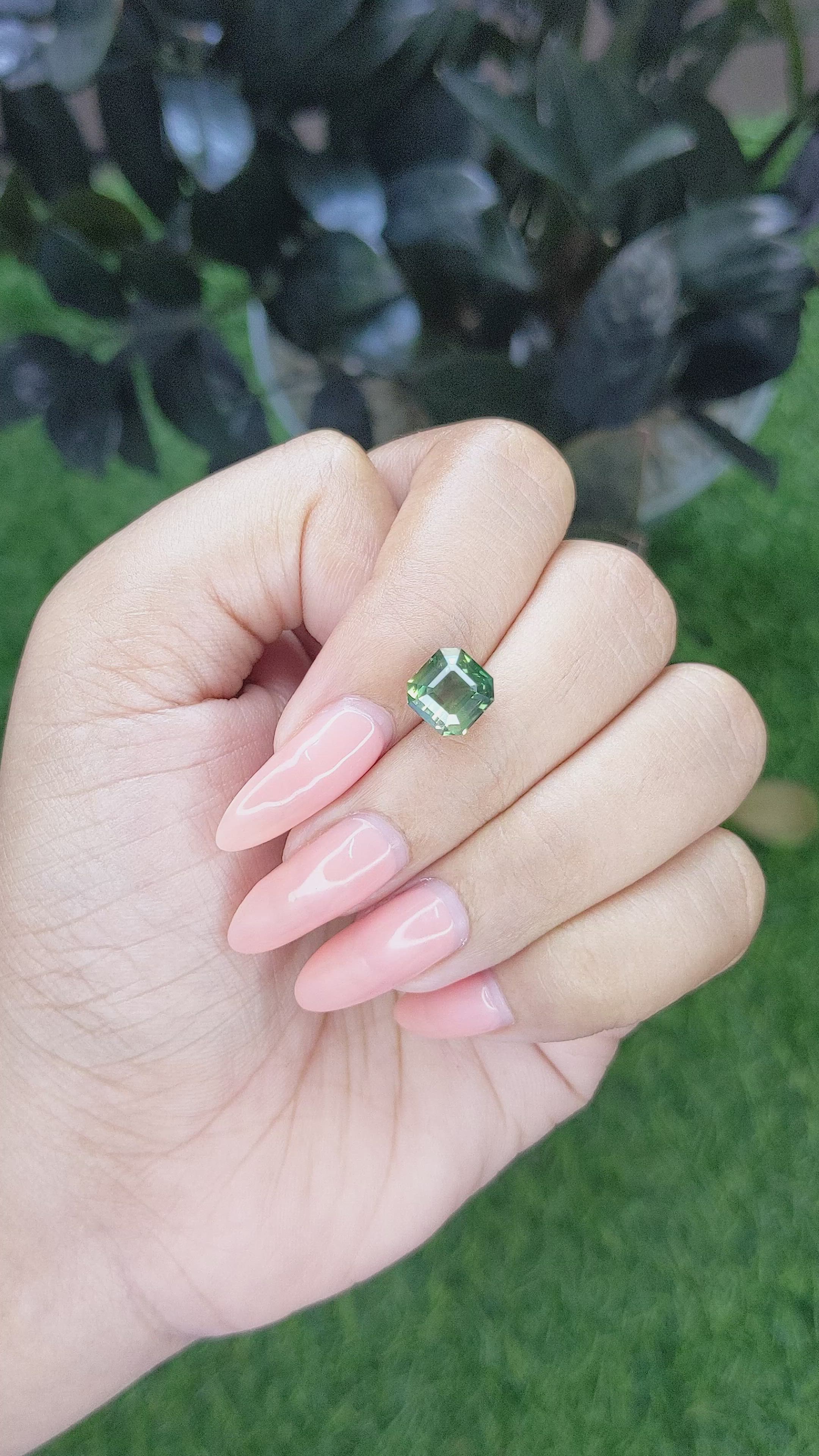 3.50 Ct. Yellowish Green Sapphire from Madagascar Size Video