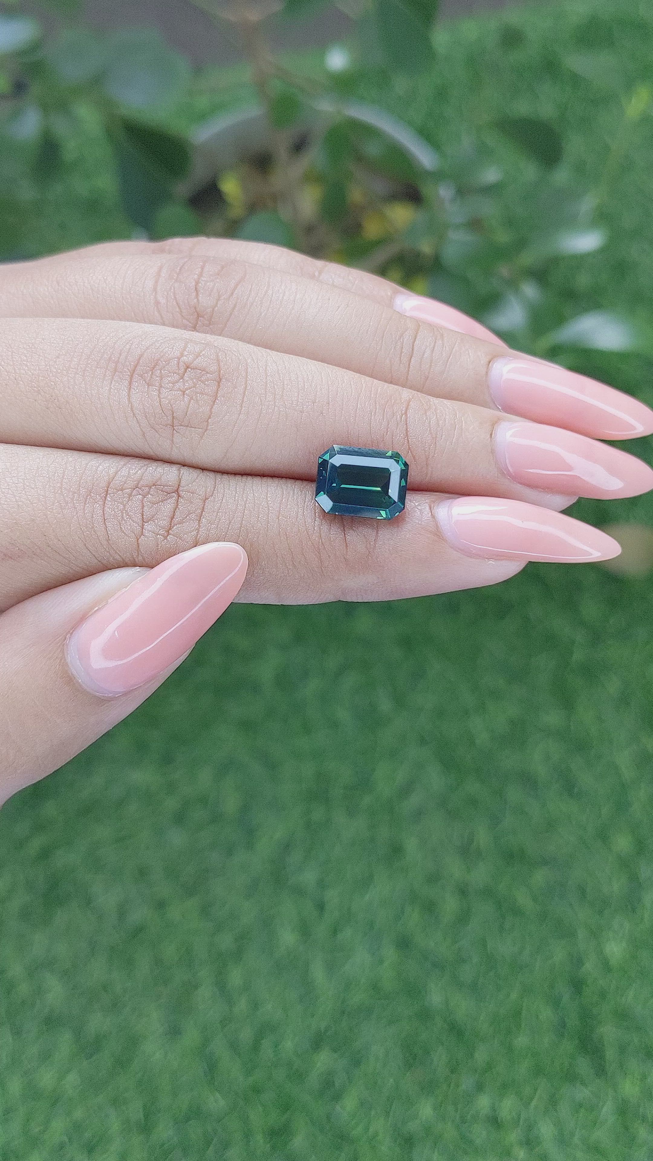 5.05 Ct. Bluish Green Sapphire from Madagascar Size Video