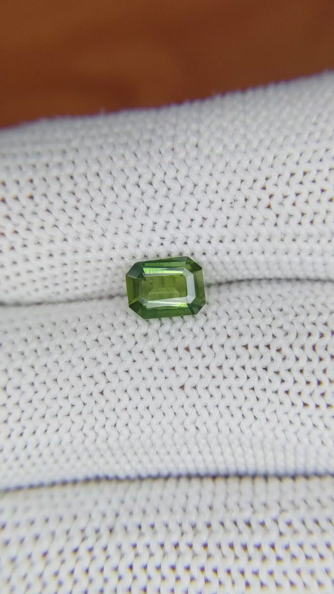 0.84 Ct. Yellowish Green Sapphire from Madagascar Size Video