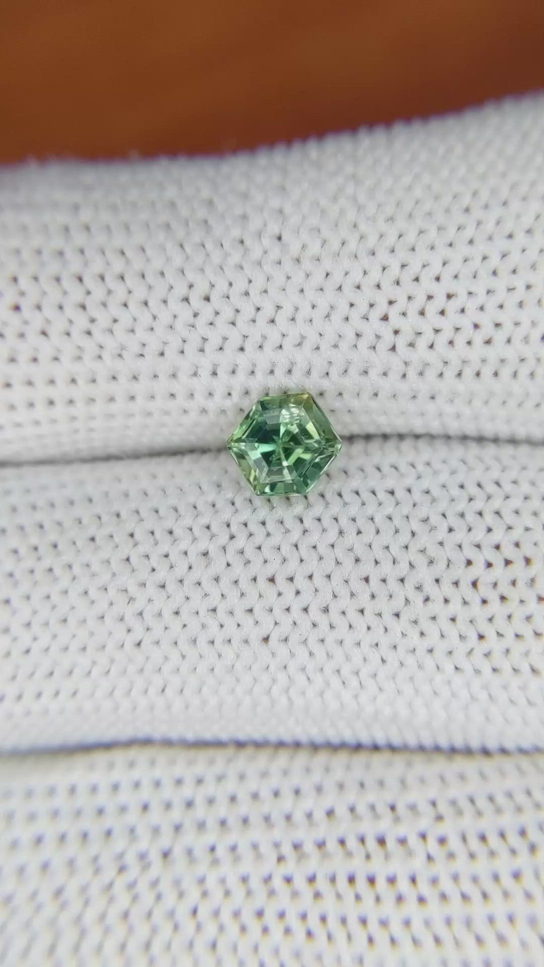 0.97 Ct. Bluish Green Sapphire from Madagascar Size Video