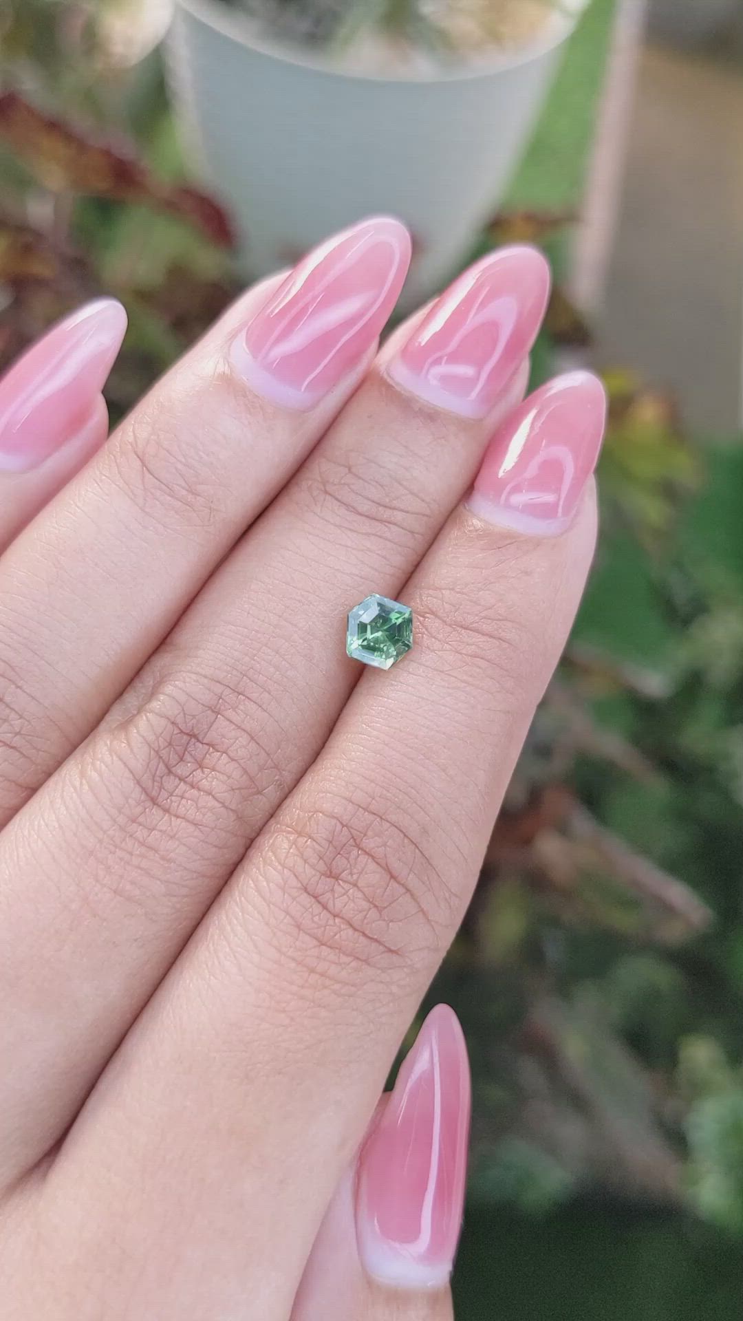0.97 Ct. Bluish Green Sapphire from Madagascar Size Video