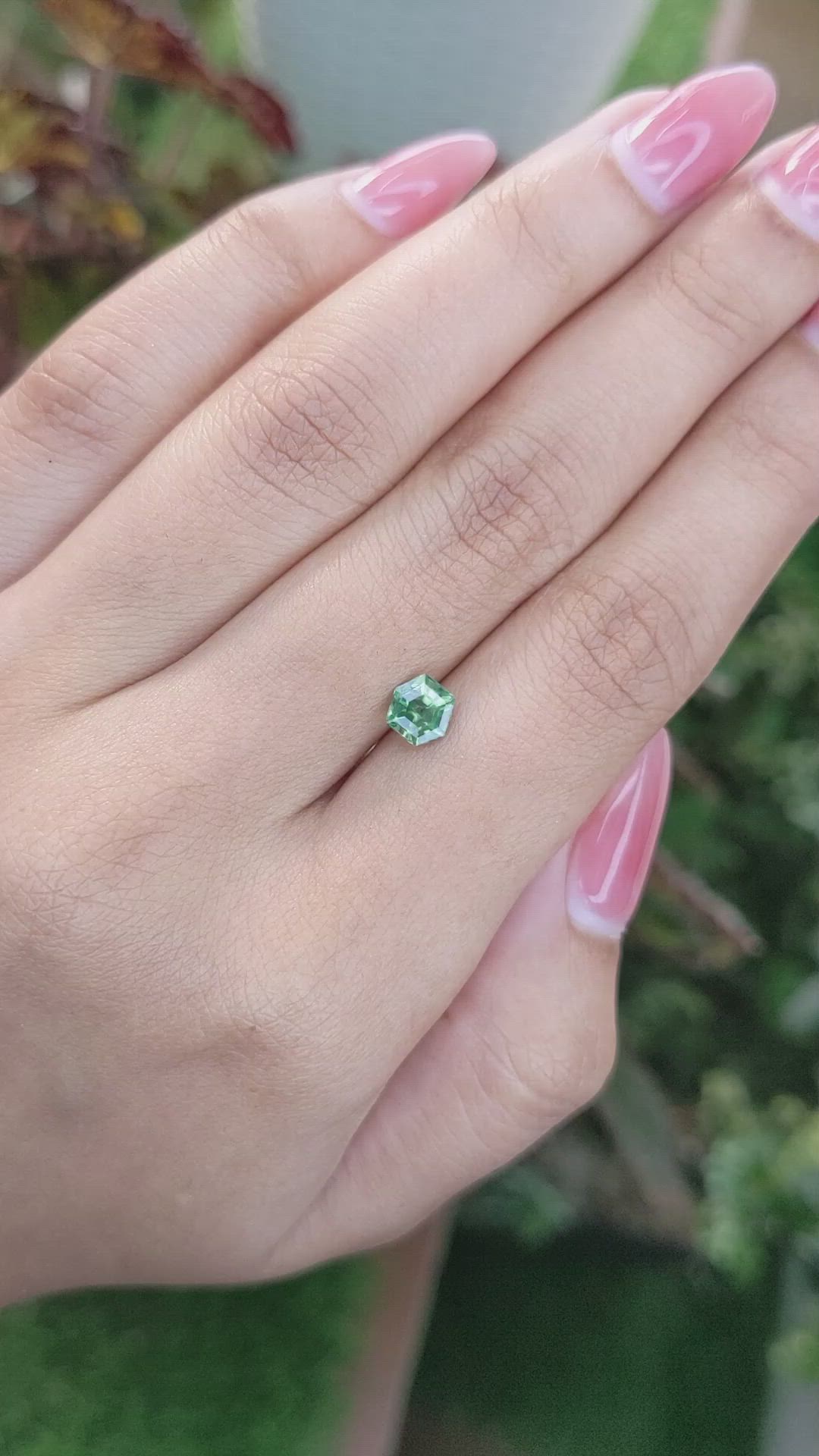 0.97 Ct. Bluish Green Sapphire from Madagascar Size Video