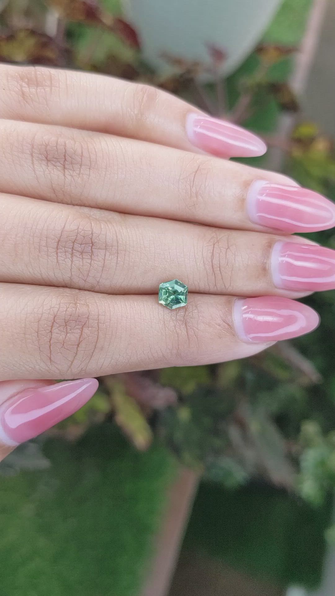 0.97 Ct. Bluish Green Sapphire from Madagascar Size Video