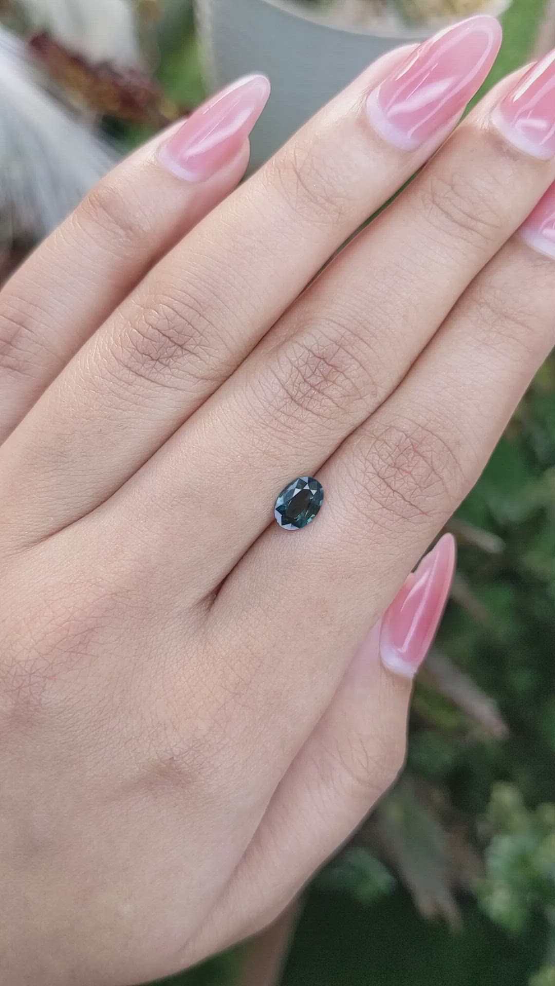 0.86 Ct. Bluish Green Sapphire from Madagascar Size Video