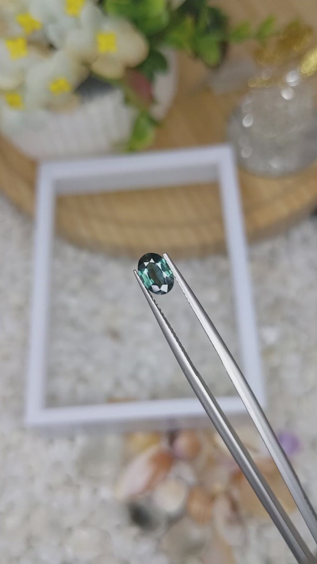 0.86 Ct. Bluish Green Sapphire from Madagascar Size Video