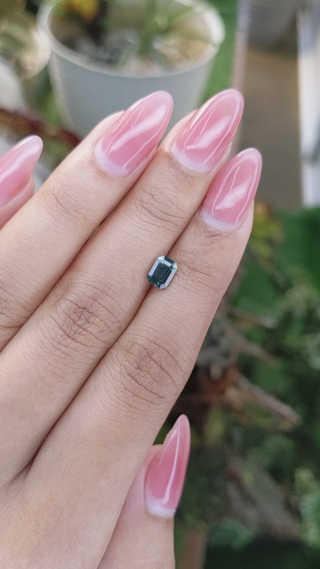 0.96 Ct. Bluish Green Sapphire from Madagascar Size Video