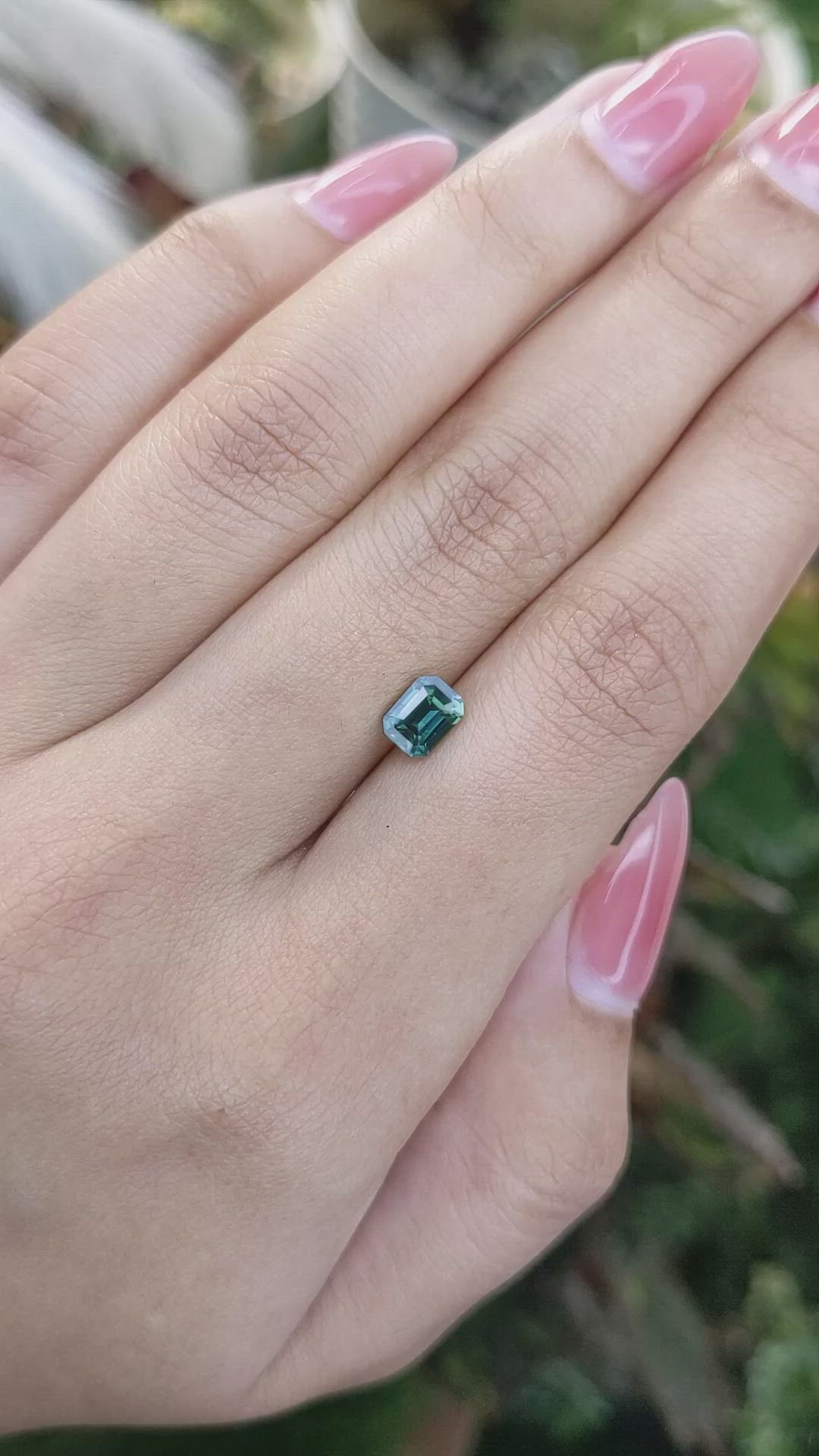 0.96 Ct. Bluish Green Sapphire from Madagascar Size Video