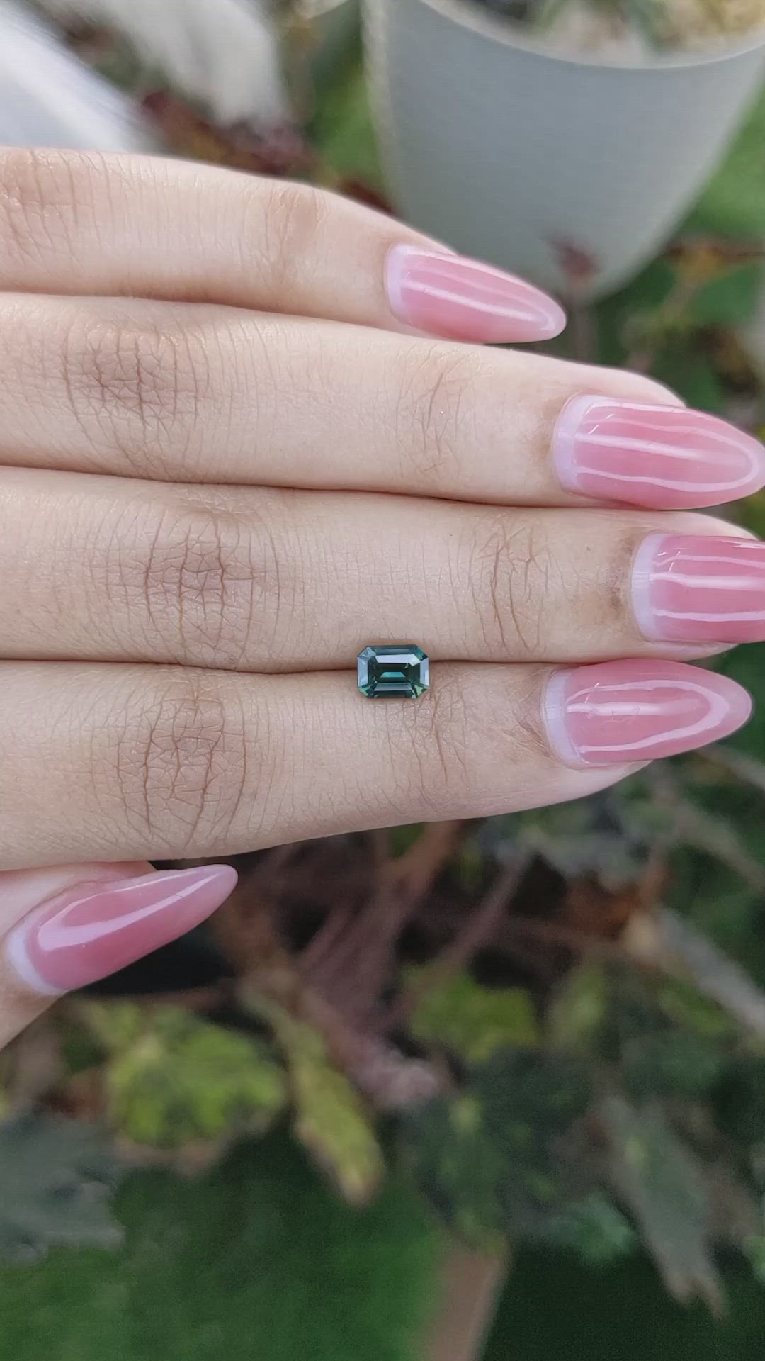 0.96 Ct. Bluish Green Sapphire from Madagascar Size Video