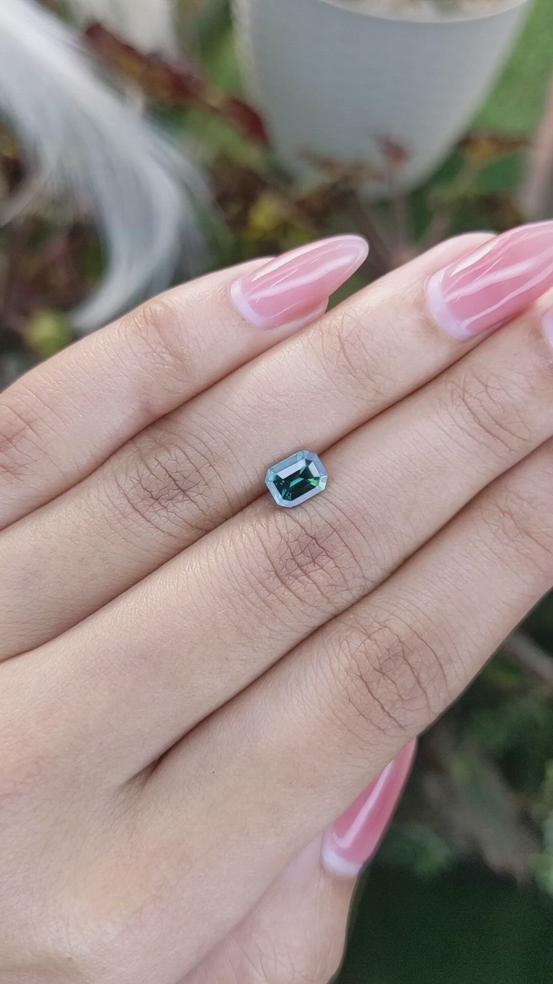 1.13 Ct. Bluish Green Sapphire from Madagascar Size Video