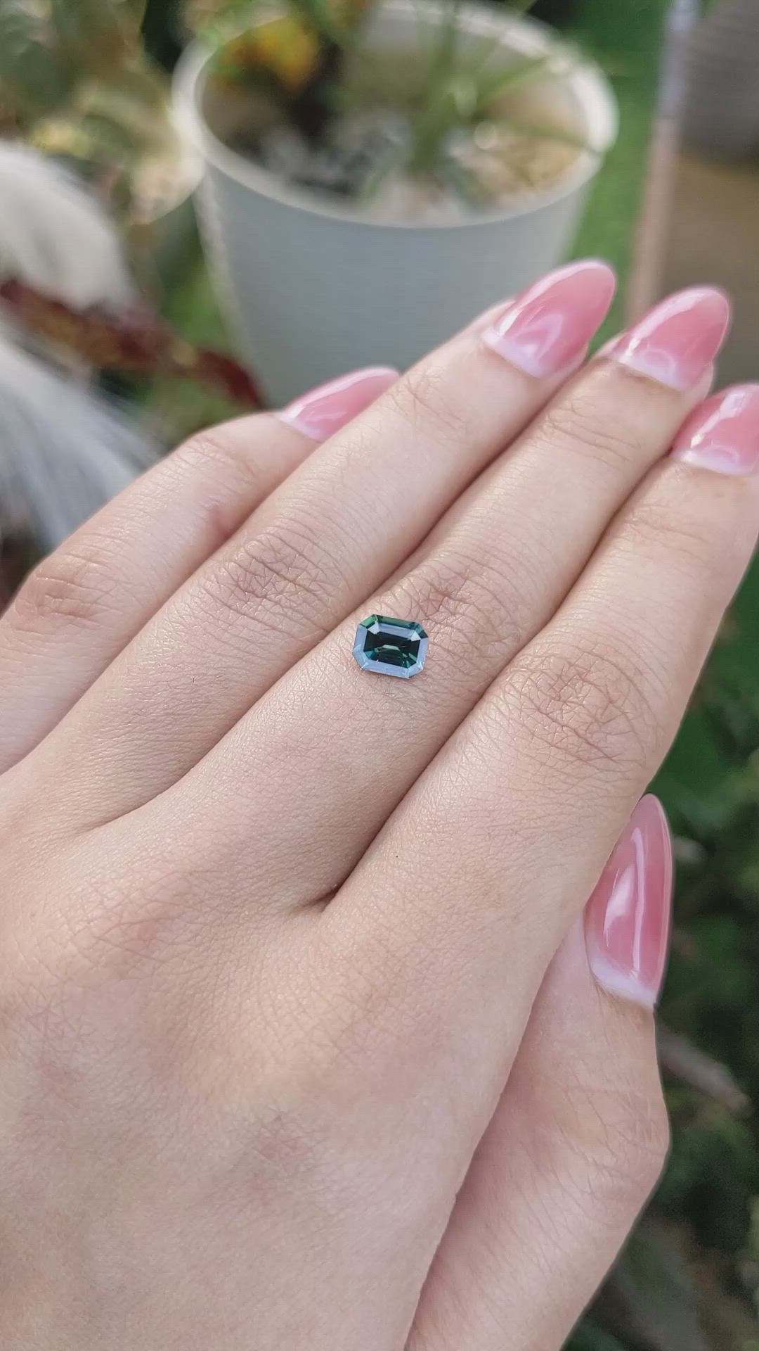1.13 Ct. Bluish Green Sapphire from Madagascar Size Video