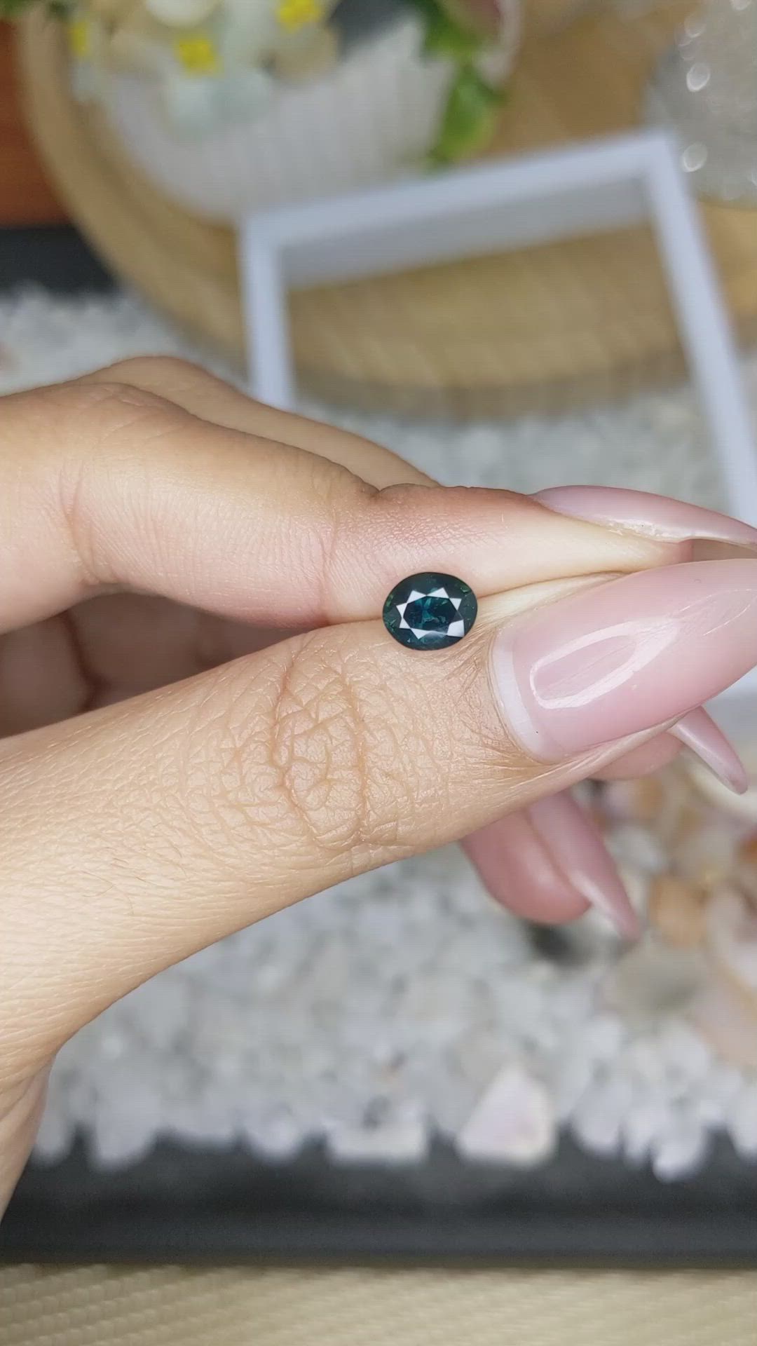 0.95 Ct. Greenish Blue Sapphire from Madagascar Size Video