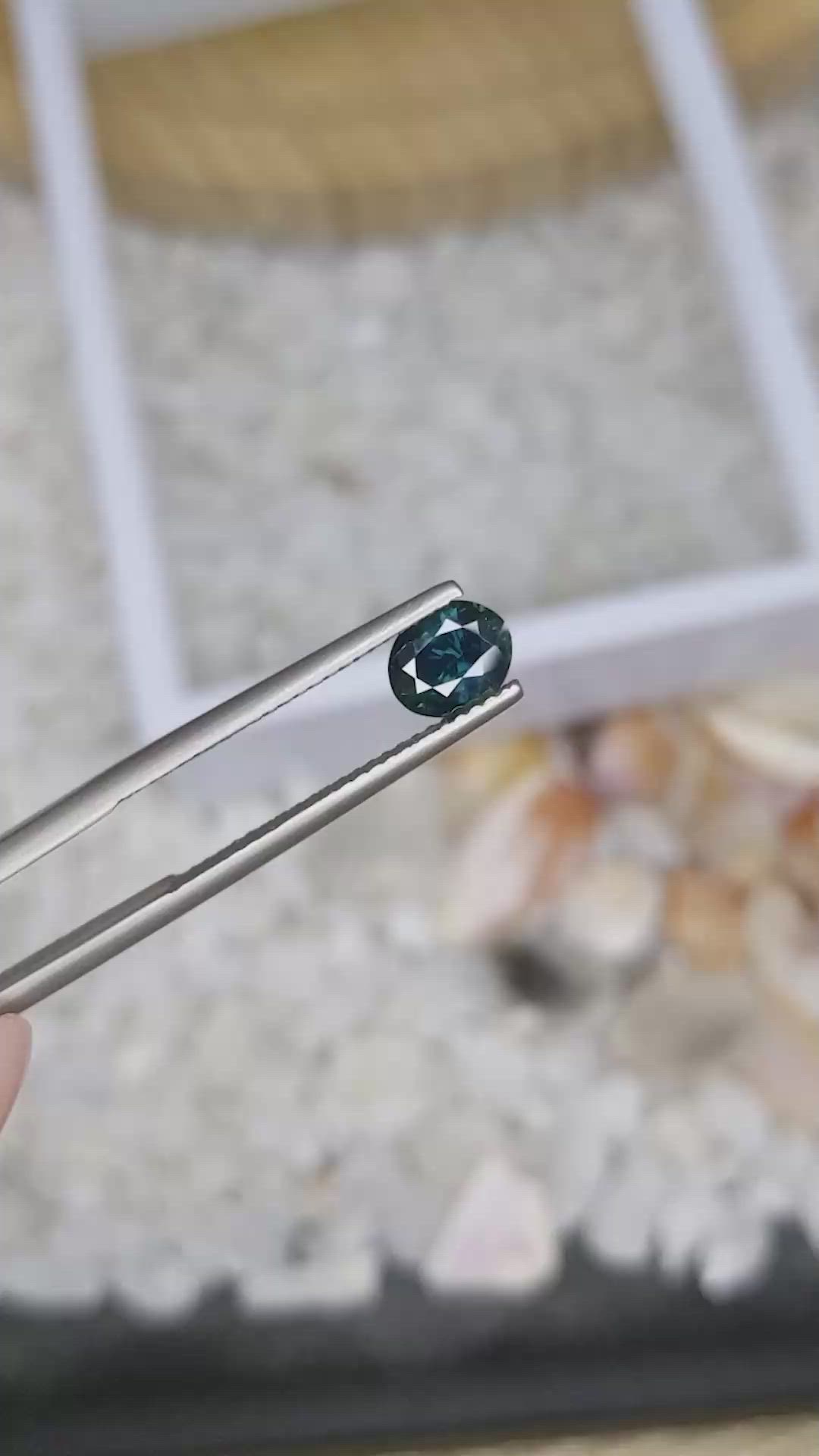 0.95 Ct. Greenish Blue Sapphire from Madagascar Size Video