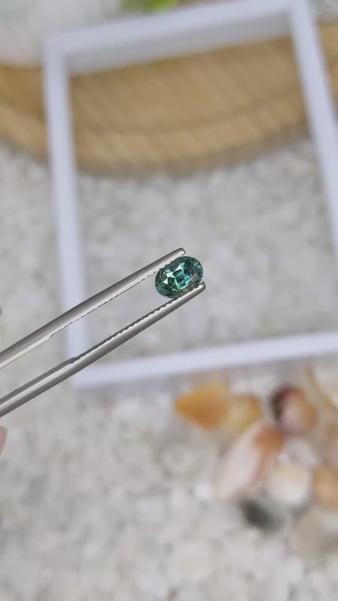0.96 Ct. Bluish Green Sapphire from Madagascar Size Video