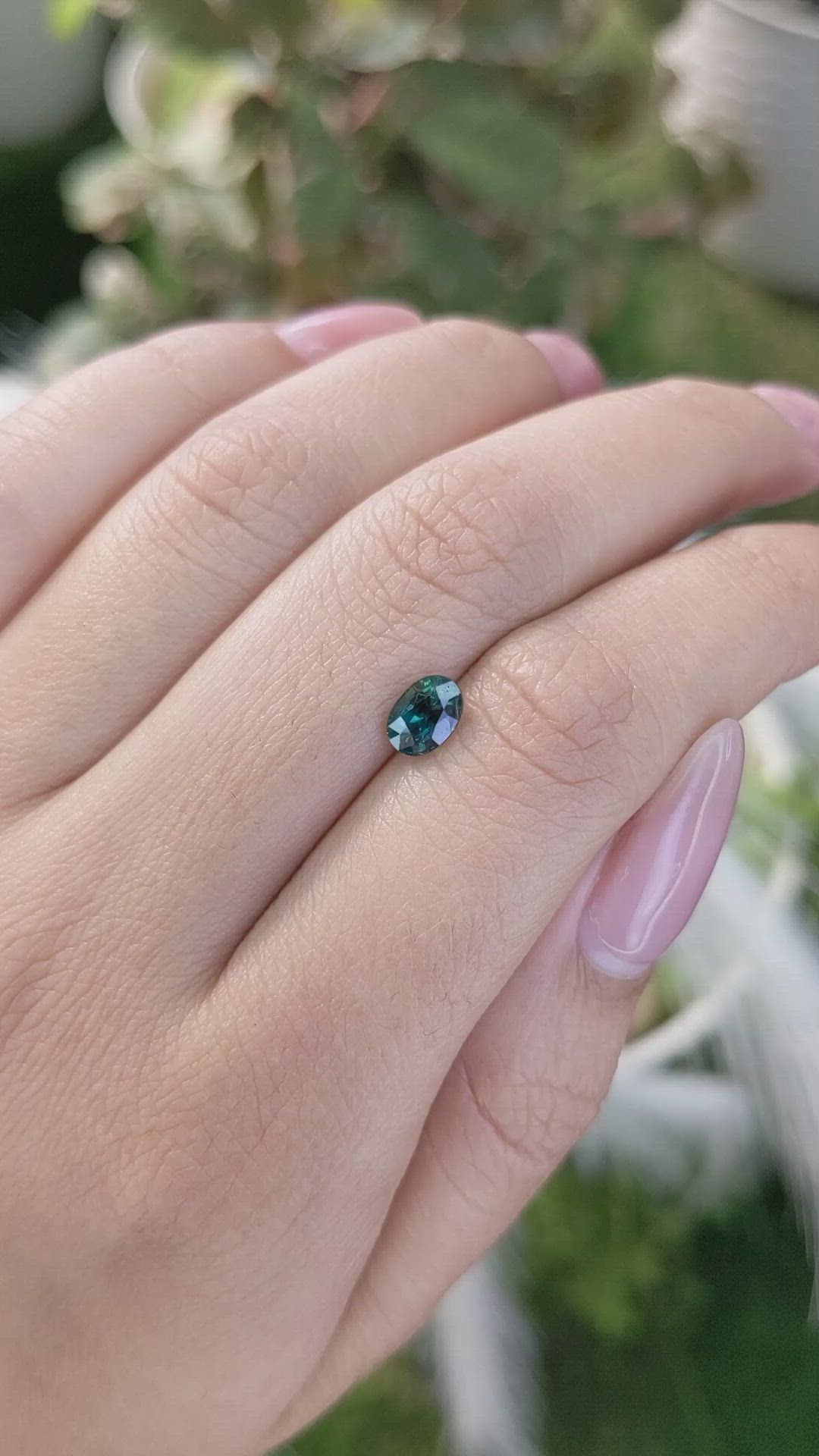 0.96 Ct. Bluish Green Sapphire from Madagascar Size Video