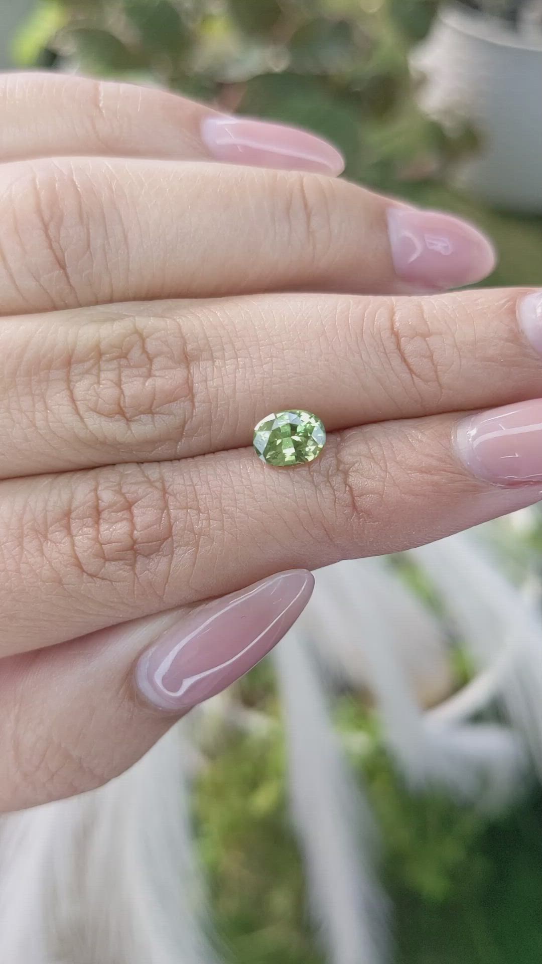 1.23 Ct. Yellowish Green Sapphire from Madagascar Size Video