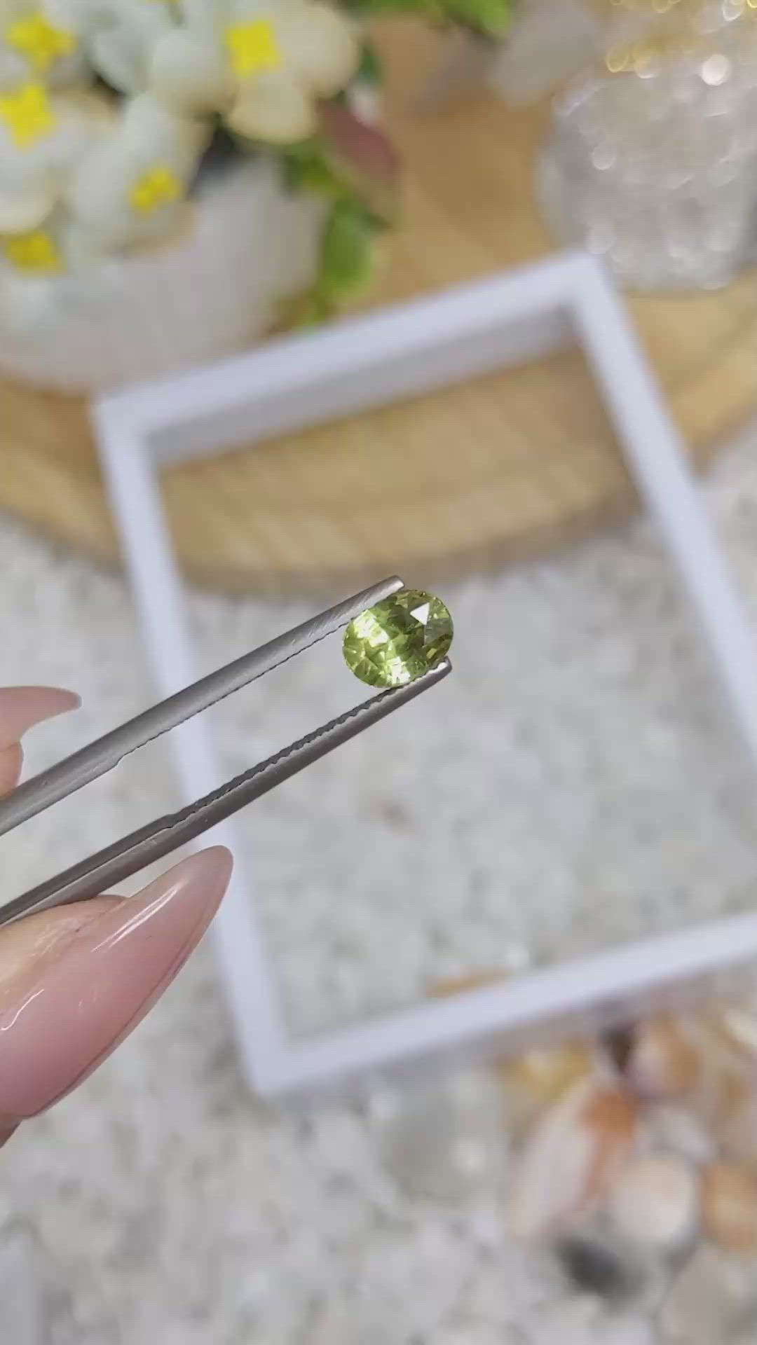 1.23 Ct. Yellowish Green Sapphire from Madagascar Size Video